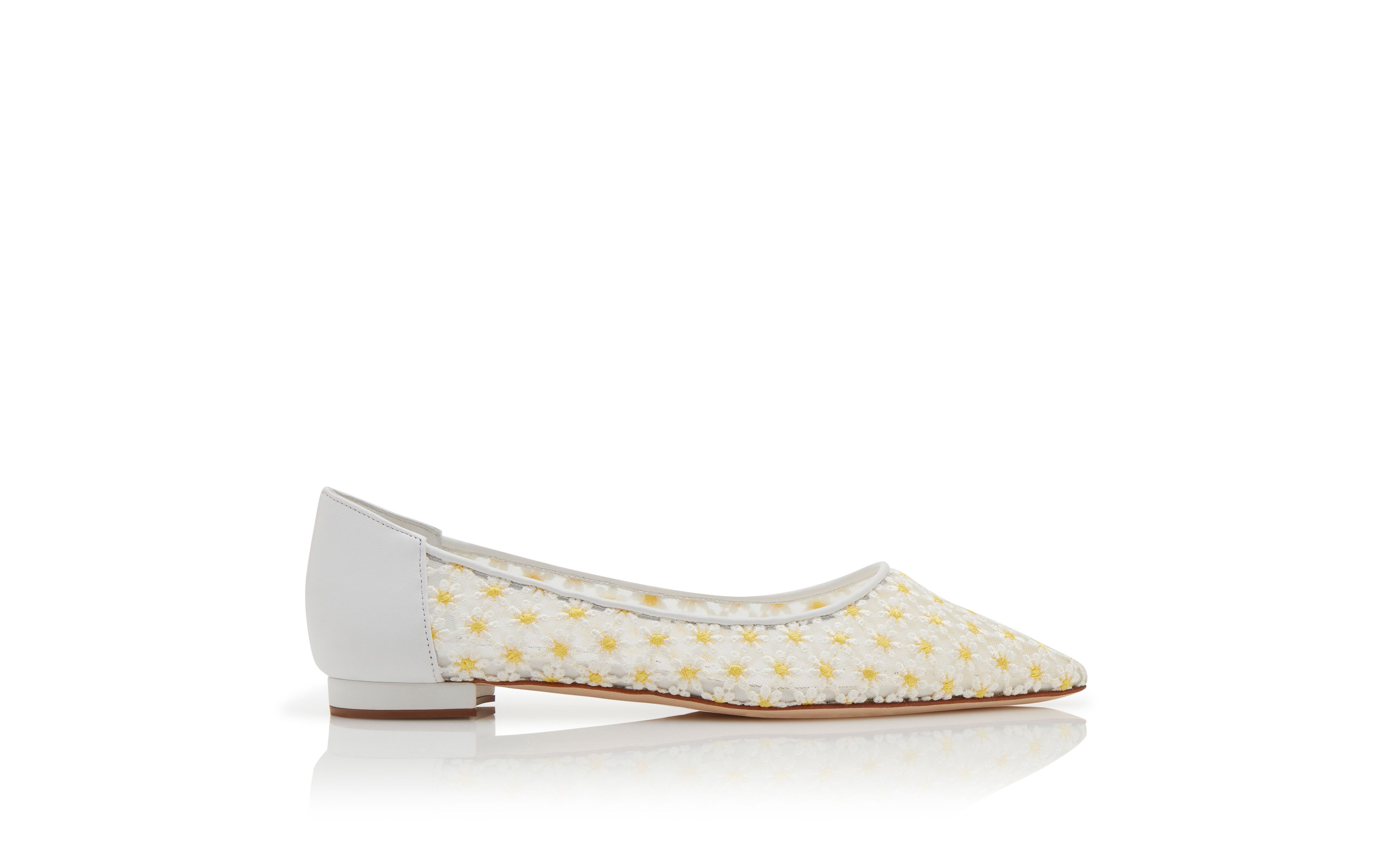 Designer White Lace Daisy Flat Pumps  - Image thumbnail