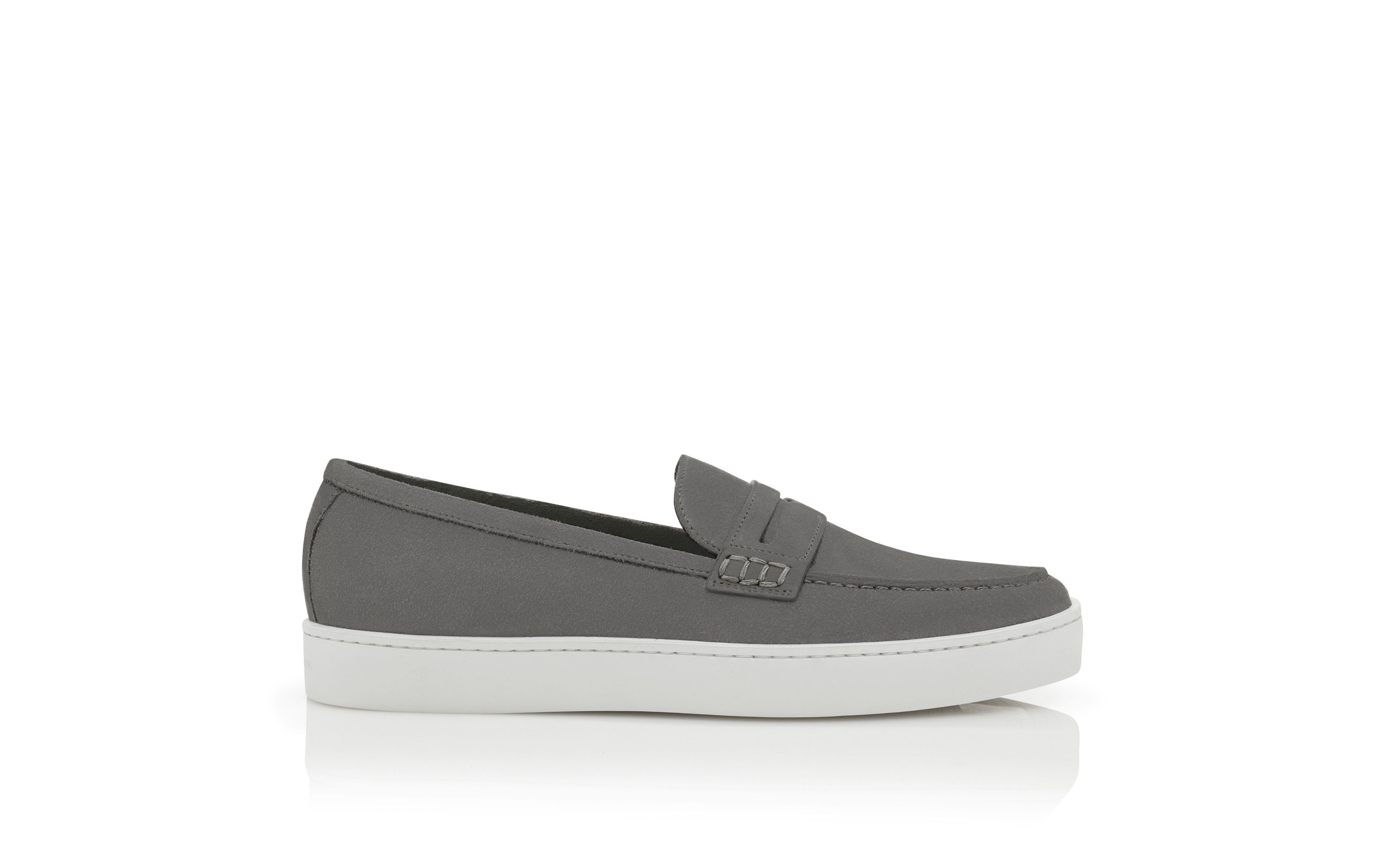 Designer Grey Suede Slip On Loafers - Image thumbnail