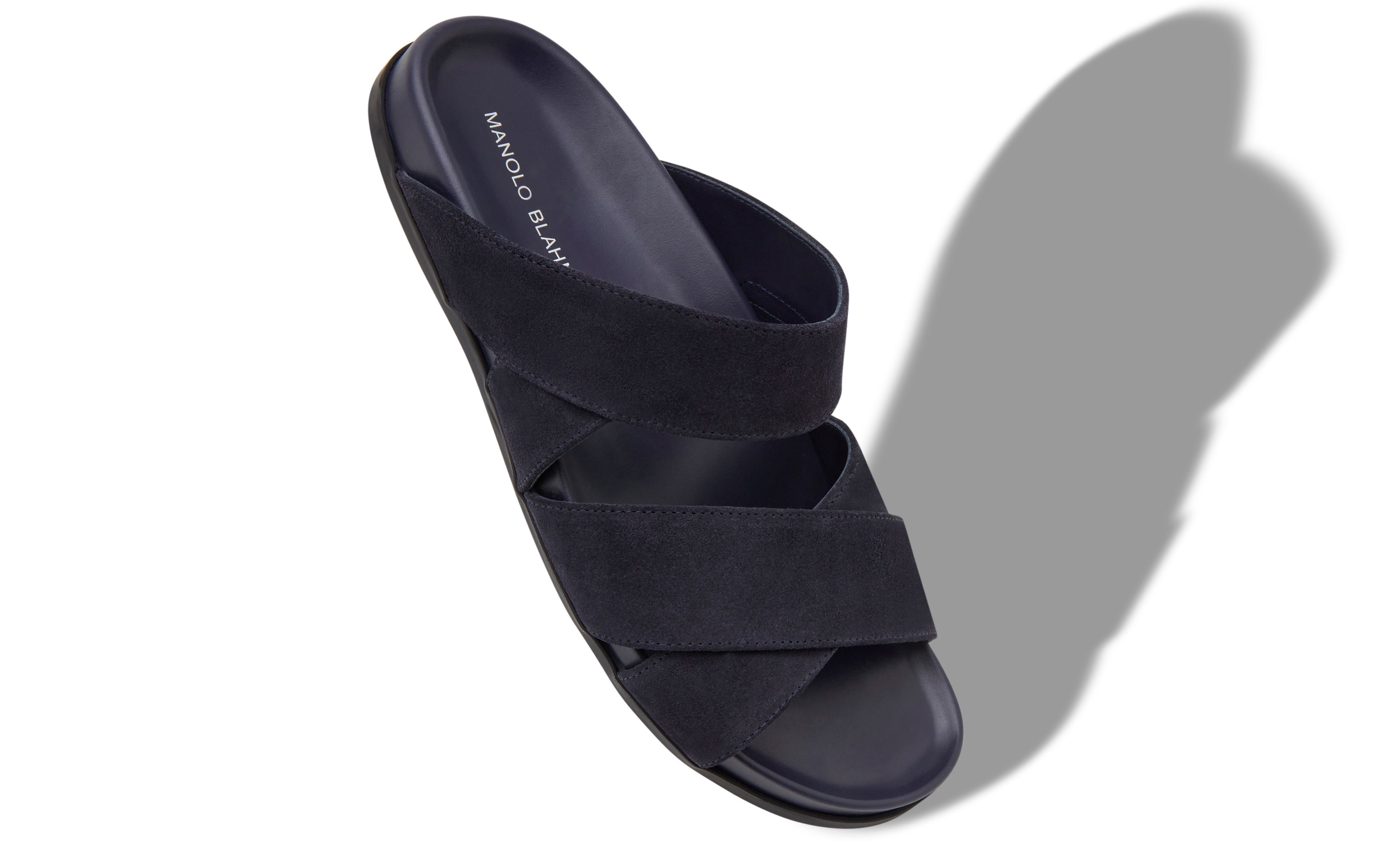 Designer Navy Blue Suede Sandals - Image Main