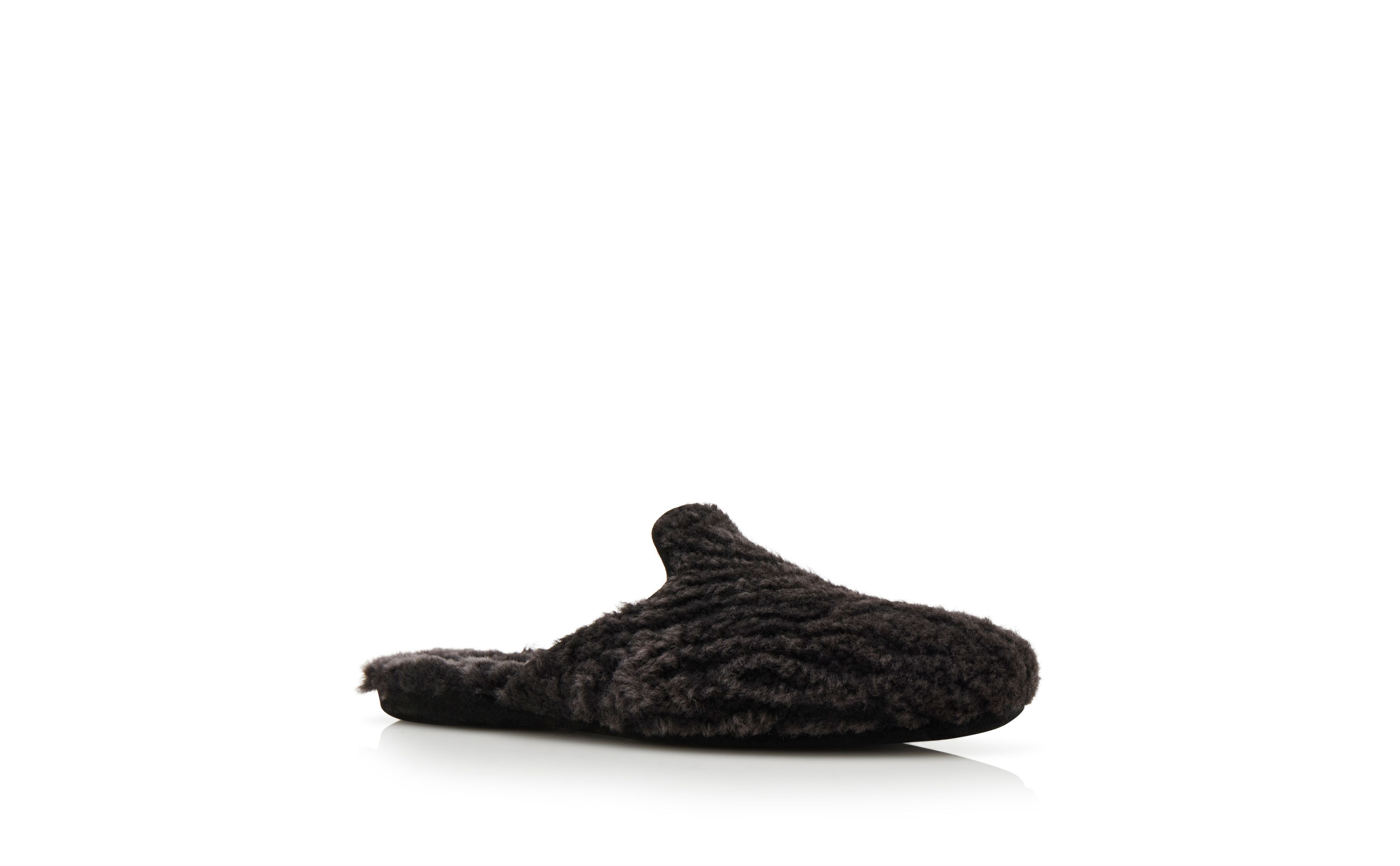 Designer Black Shearling Slippers - Image Upsell