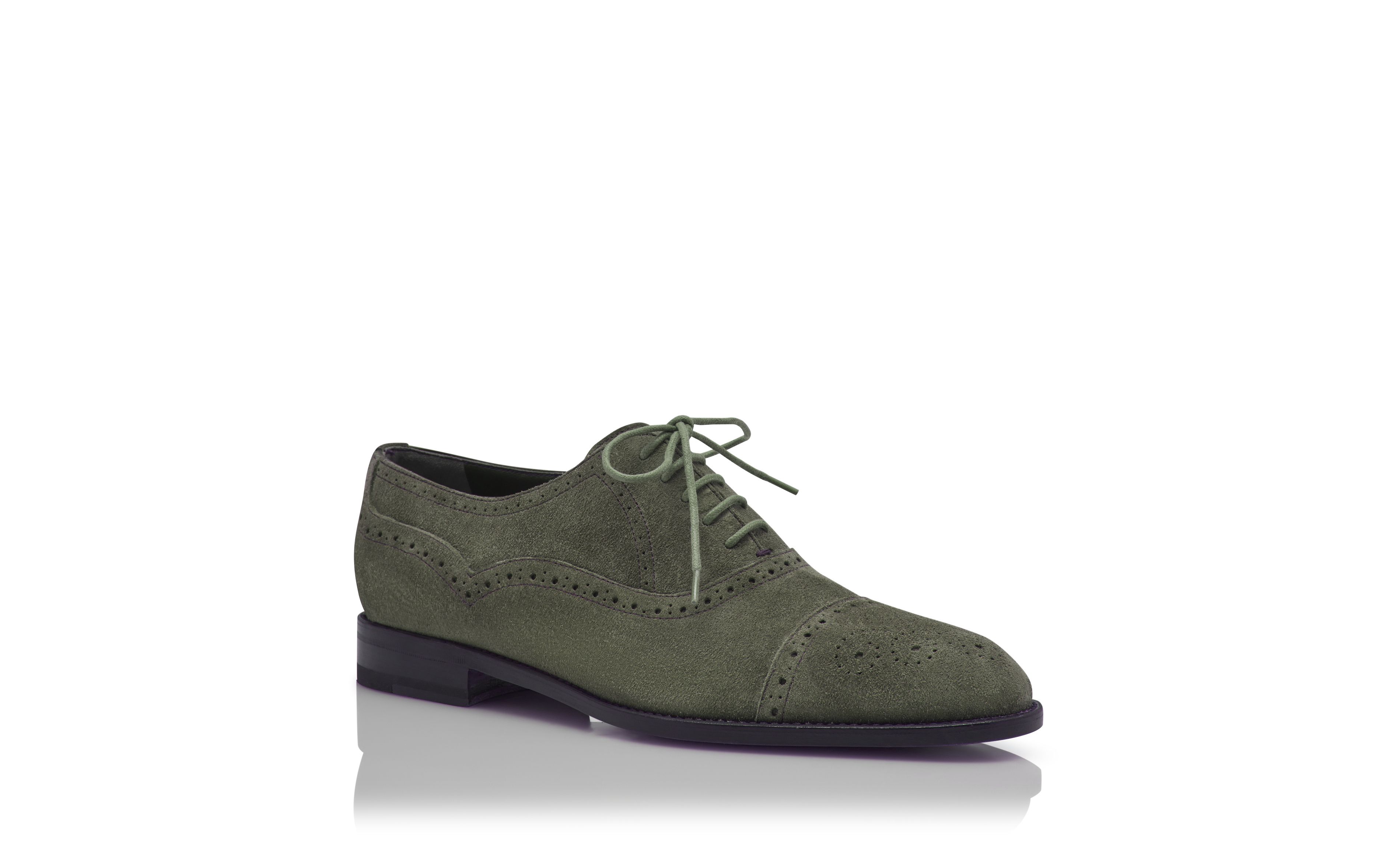 Designer Dark Khaki Suede Cap Toe Oxfords - Image Upsell