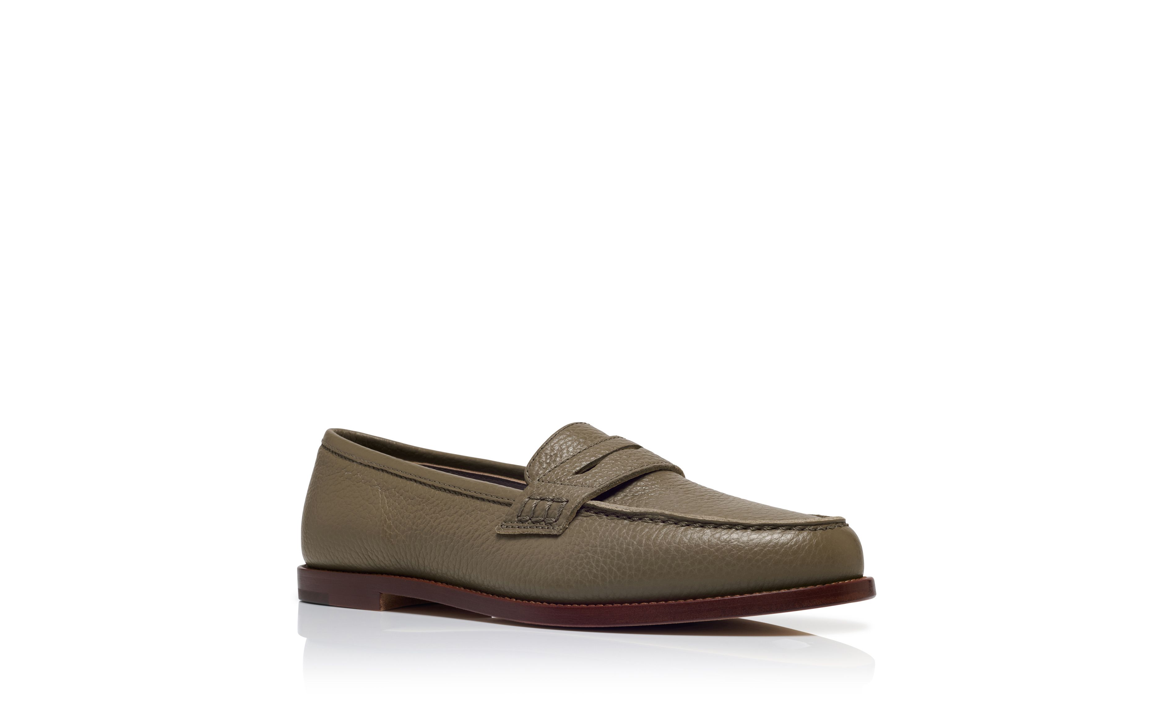 Designer Beige Calf Leather Penny Loafers - Image Upsell View