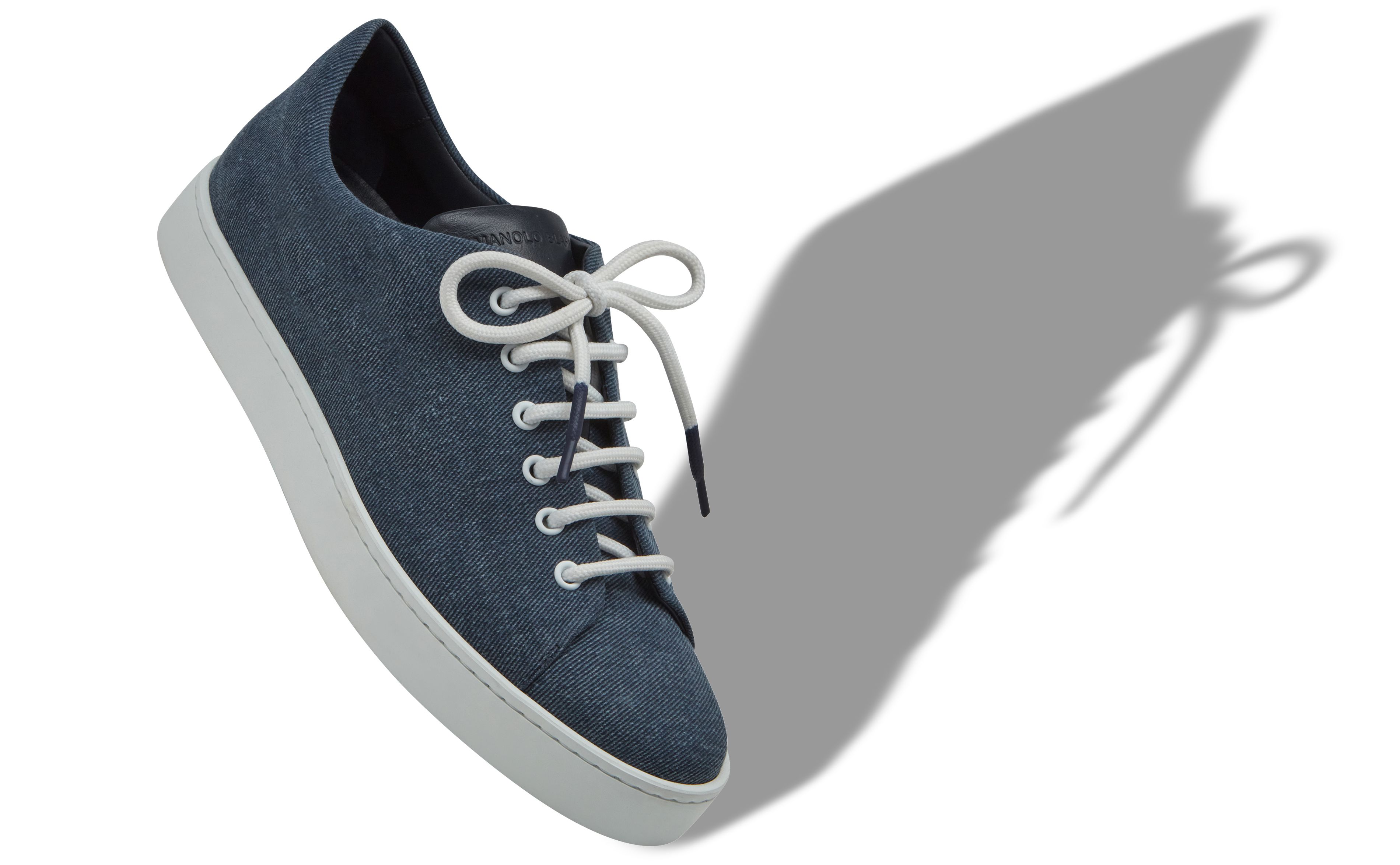 Designer Blue Denim Lace-Up Sneakers  - Image Main