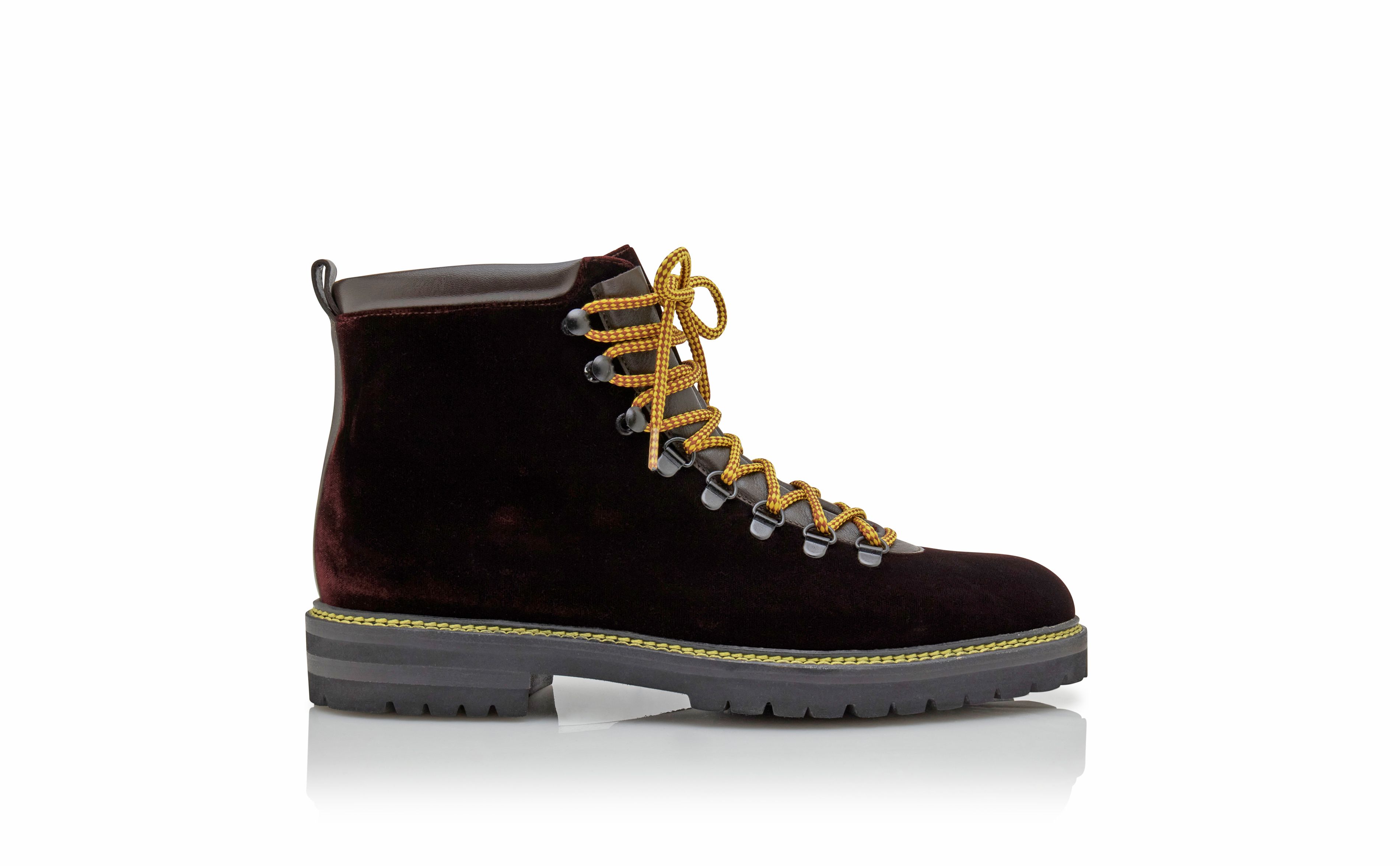 Designer Dark Brown Velvet Lace Up Boots - Image thumbnail