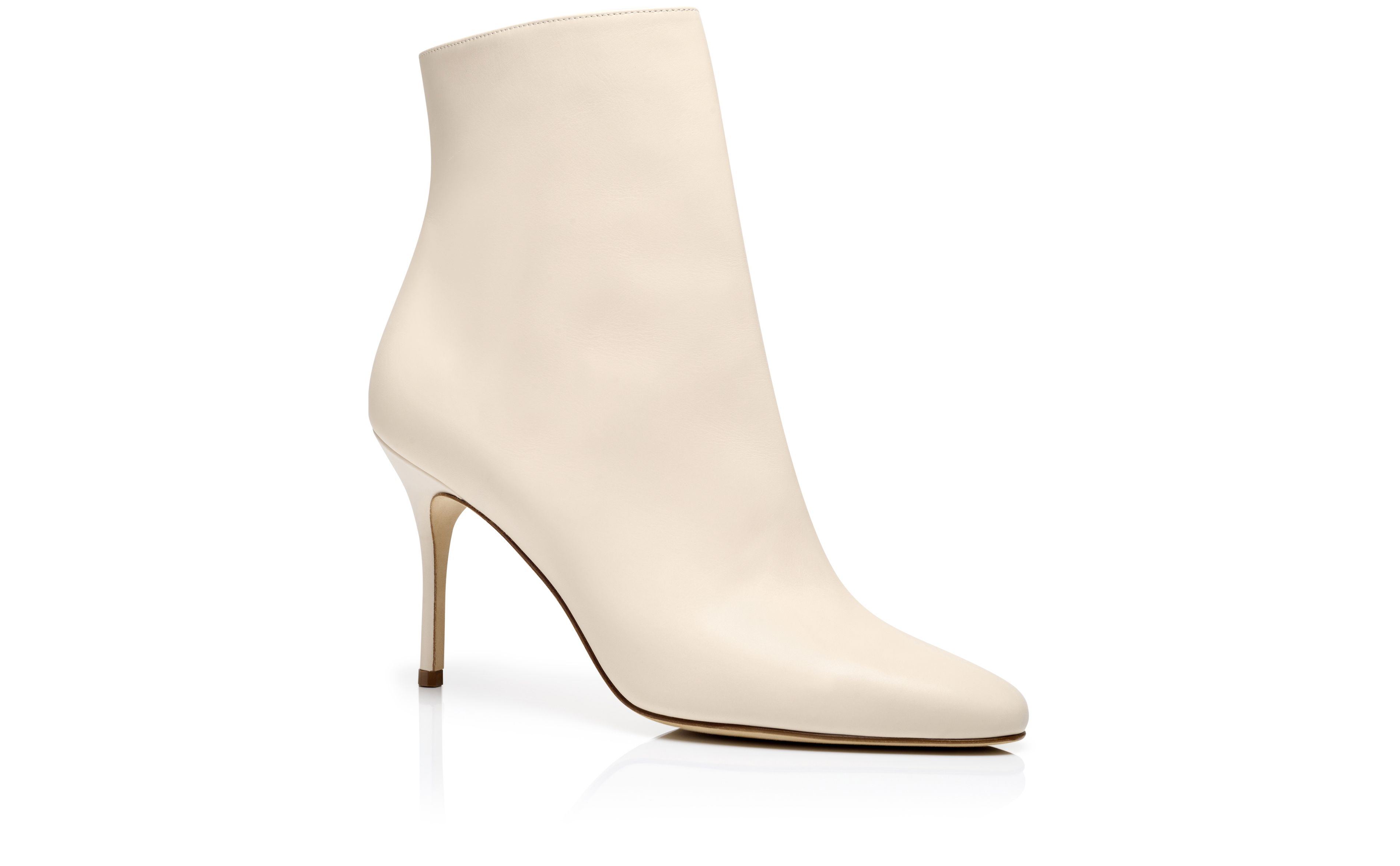 Designer Cream Calf Leather Ankle Boots - Image Upsell