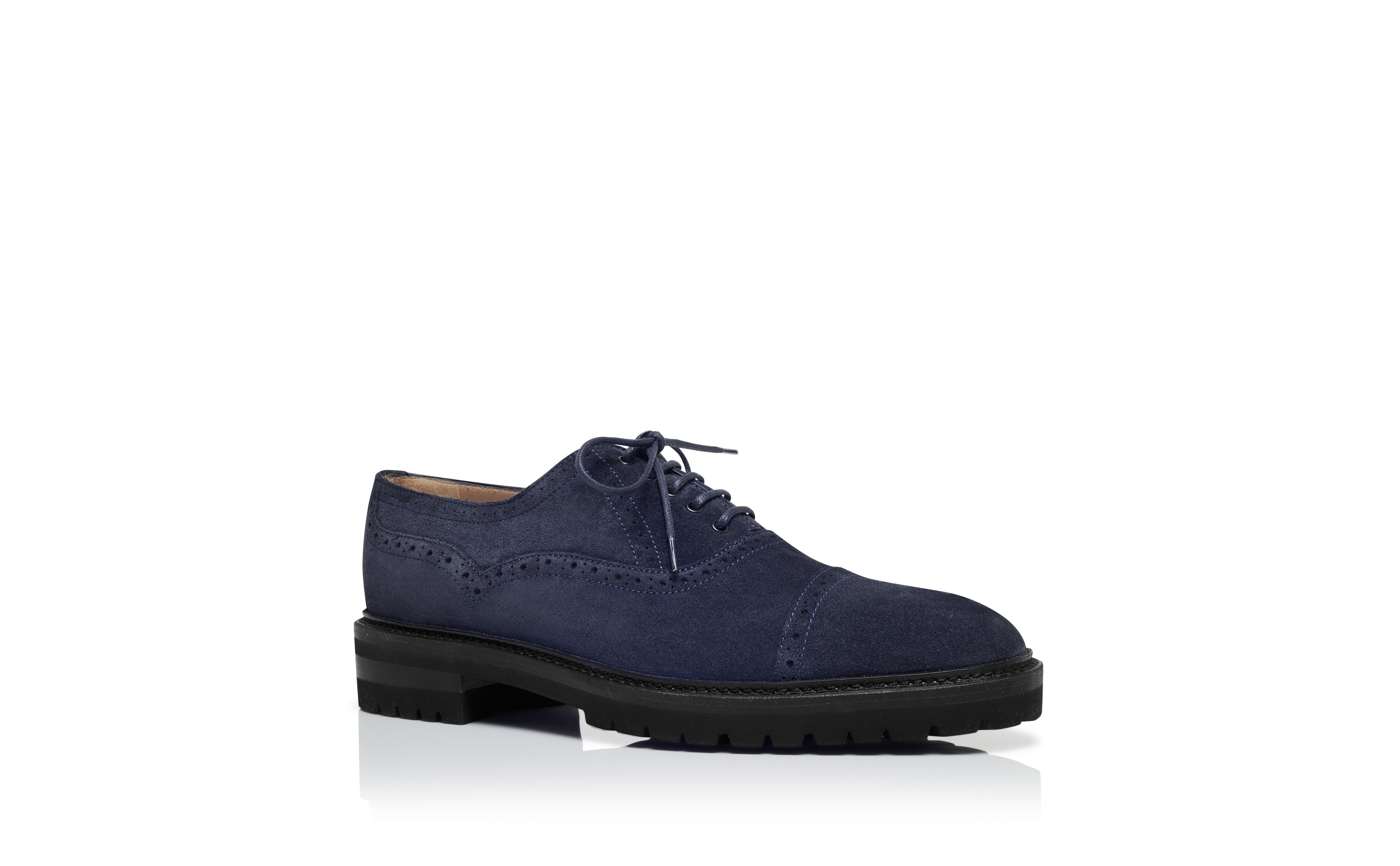 Designer Navy Calf Suede Lace-Up Shoes - Image Upsell