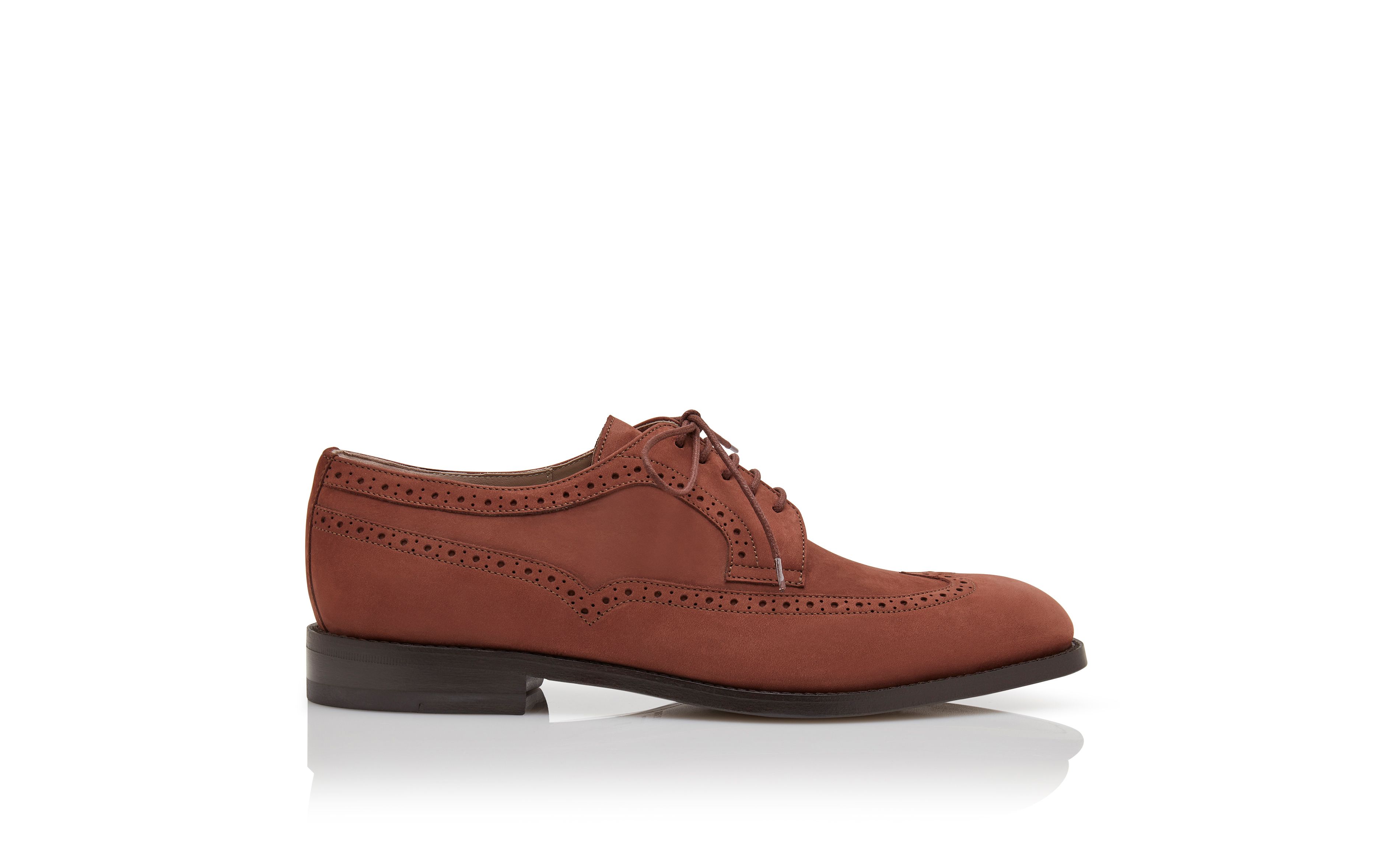 Designer Brown Suede Lace-Up Oxfords - Image Side View