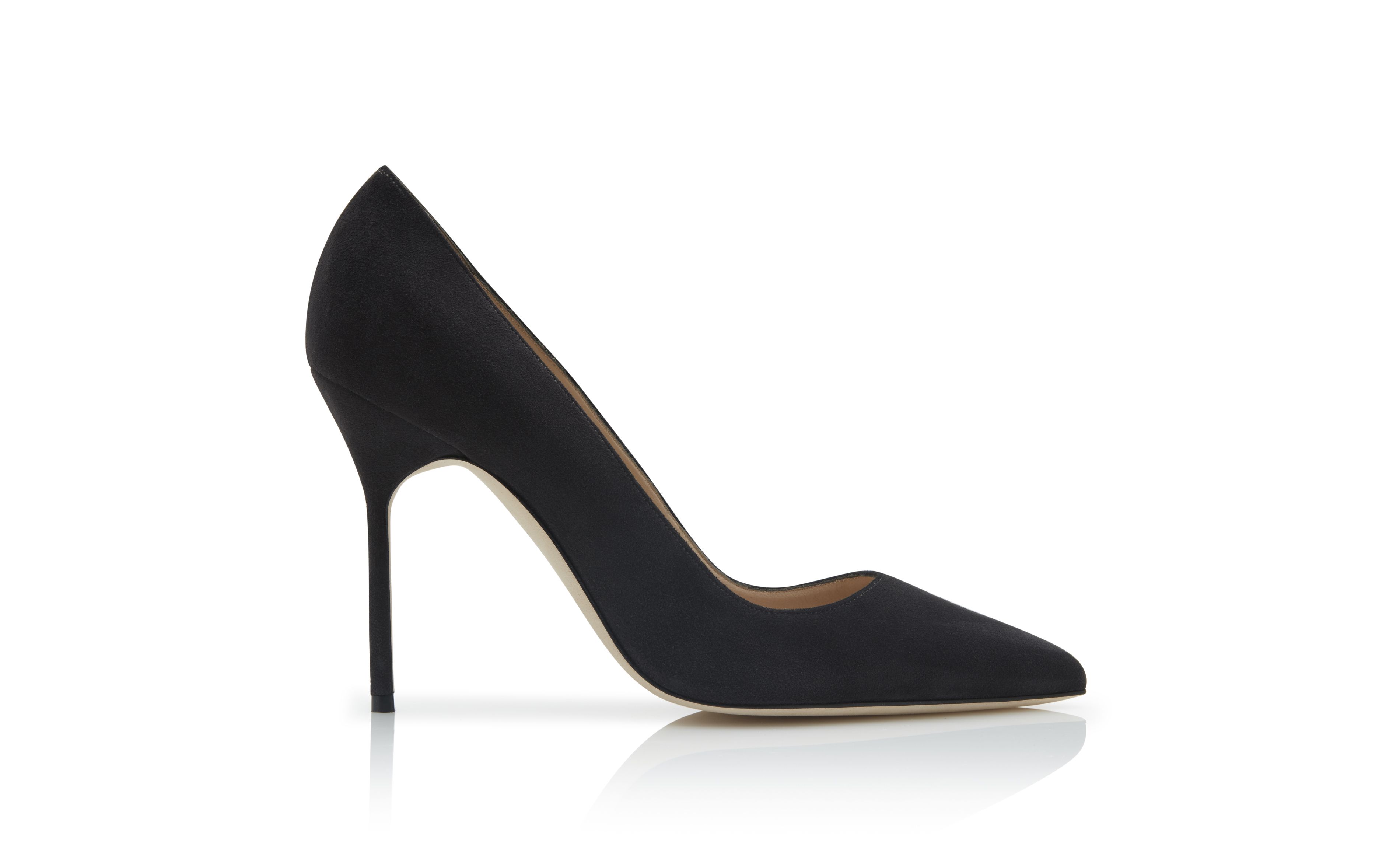 Designer Charcoal Black Pointed Toe Pumps - Image Side View
