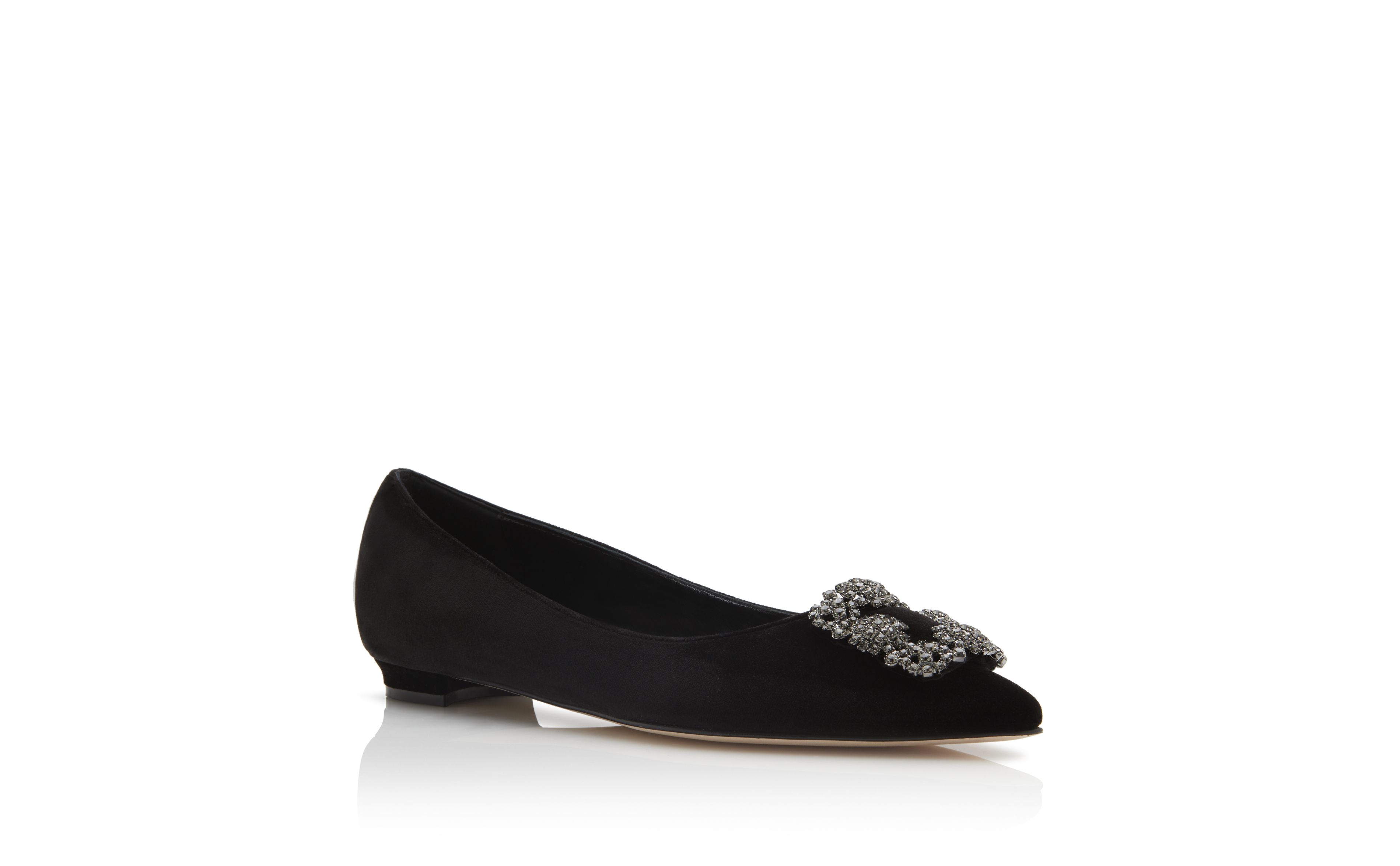 HANGISIFLAT VELVET | Black Jewel Buckle Flat Shoes | Manolo Blahnik HANGISIFLAT VELVET | Black Jewel Buckle Flat Shoes | Manolo Blahnik