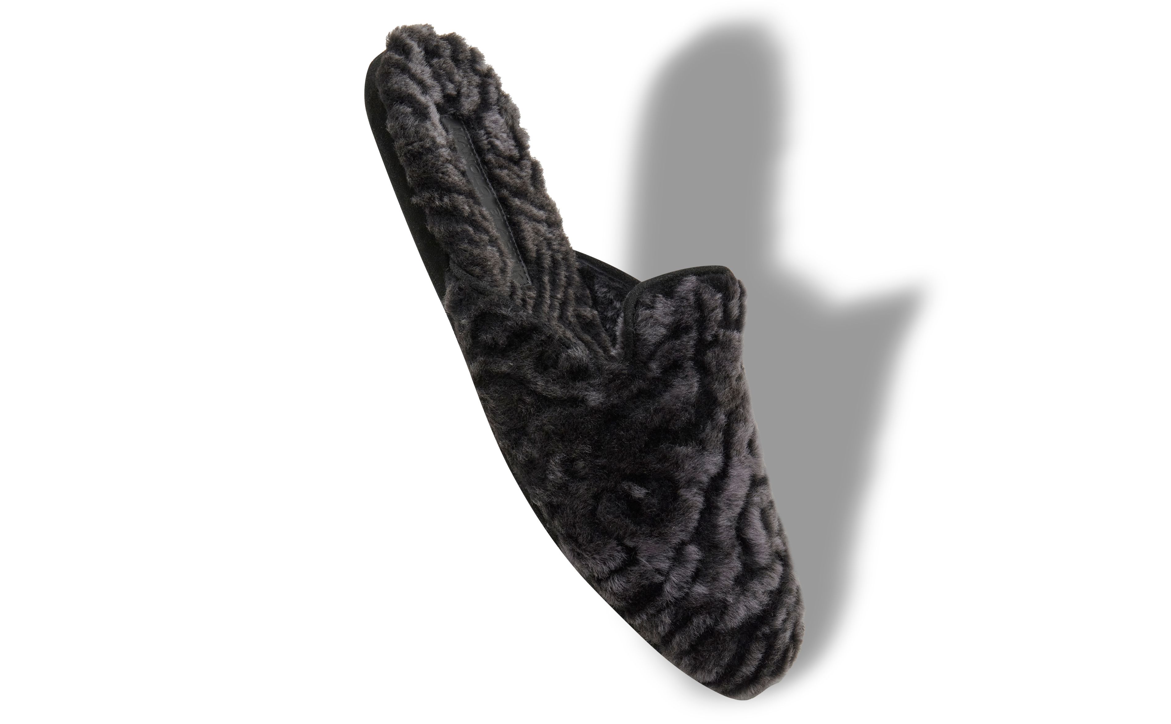 Designer Black Shearling Slippers - Image Main