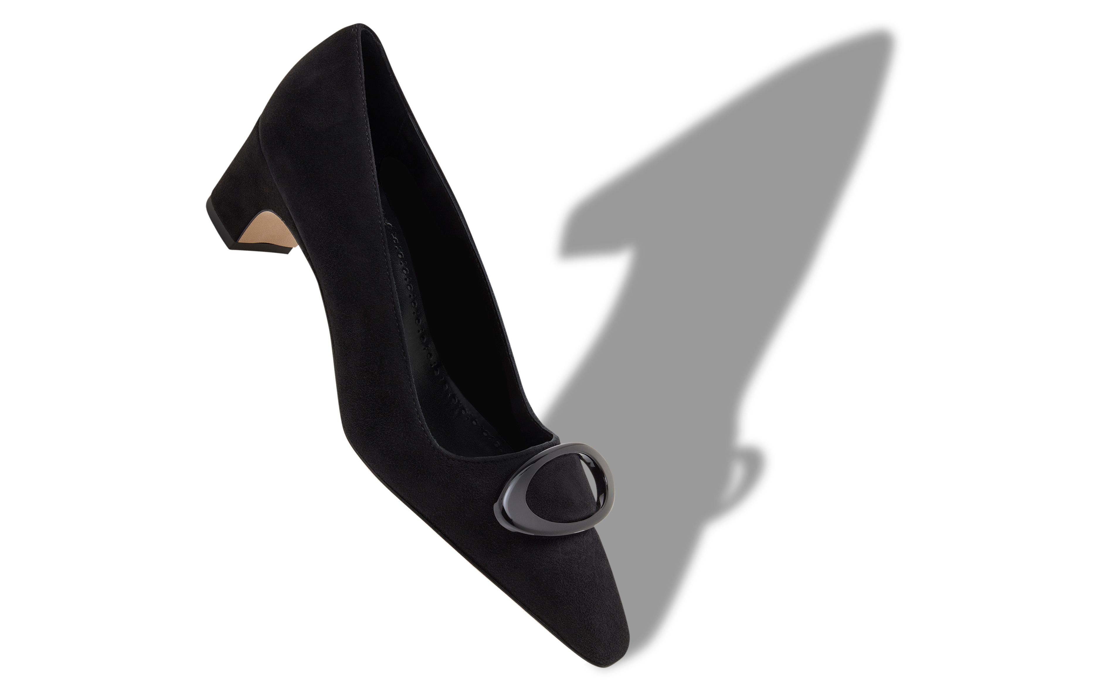 Designer Black Suede Pointed Toe Pumps - Image small_image