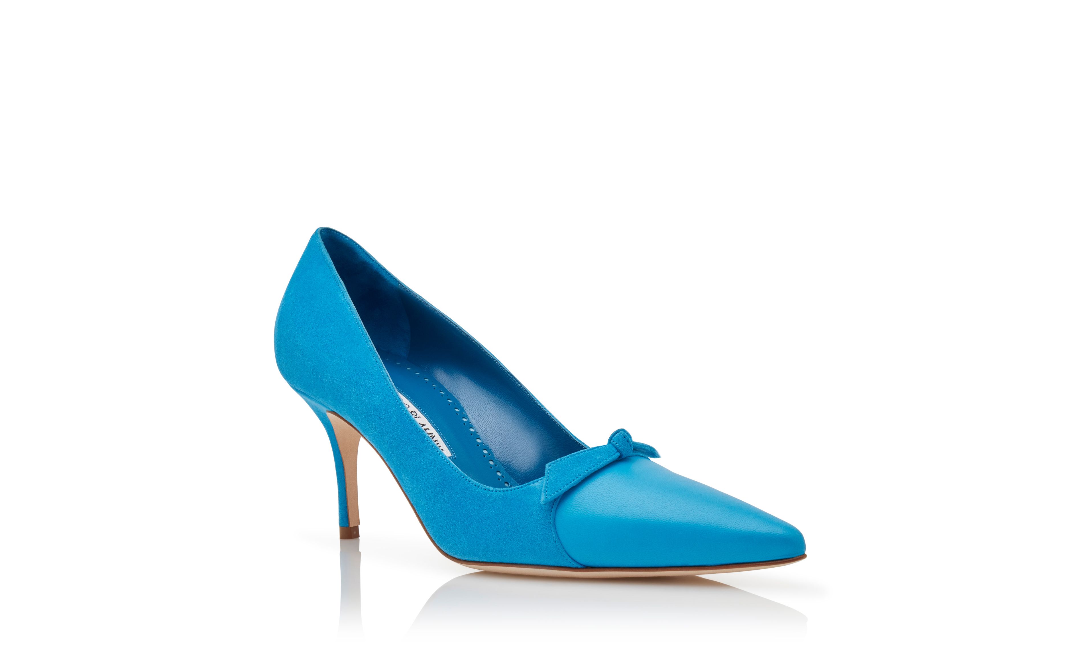 Designer Blue Suede Bow Detail Pumps - Image Upsell