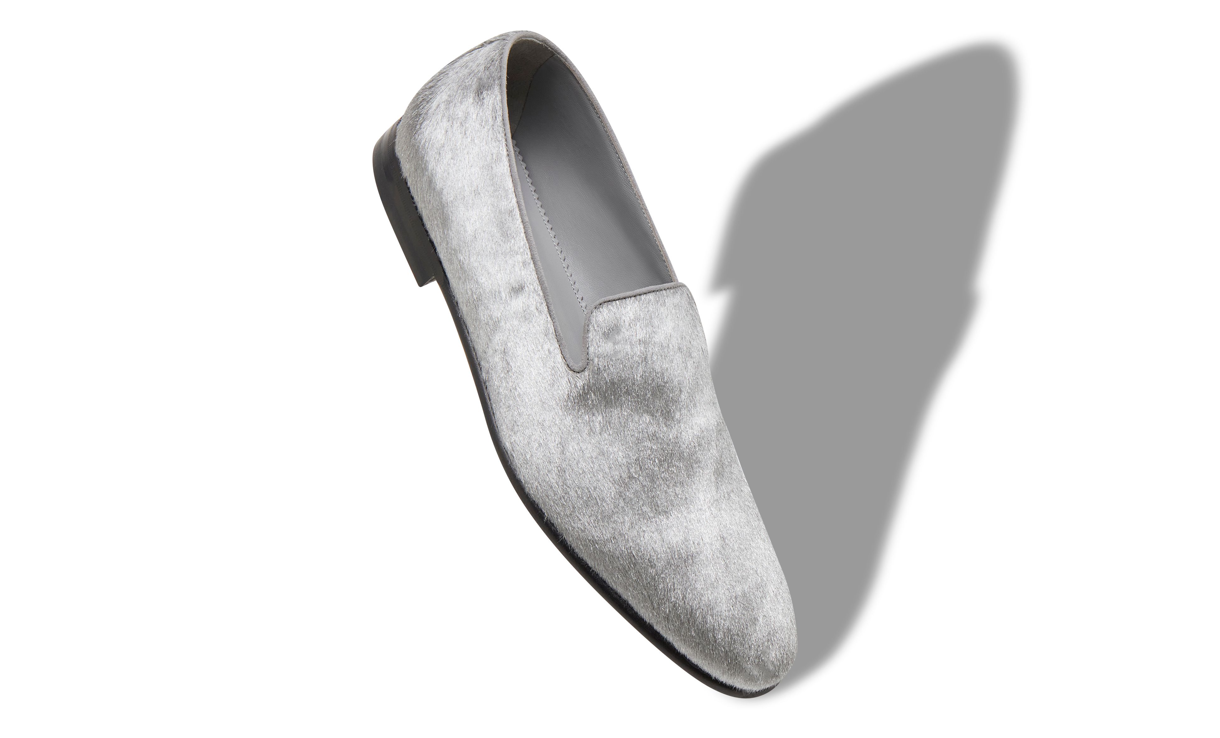 Designer Silver Calf Hair Loafers - Image Main