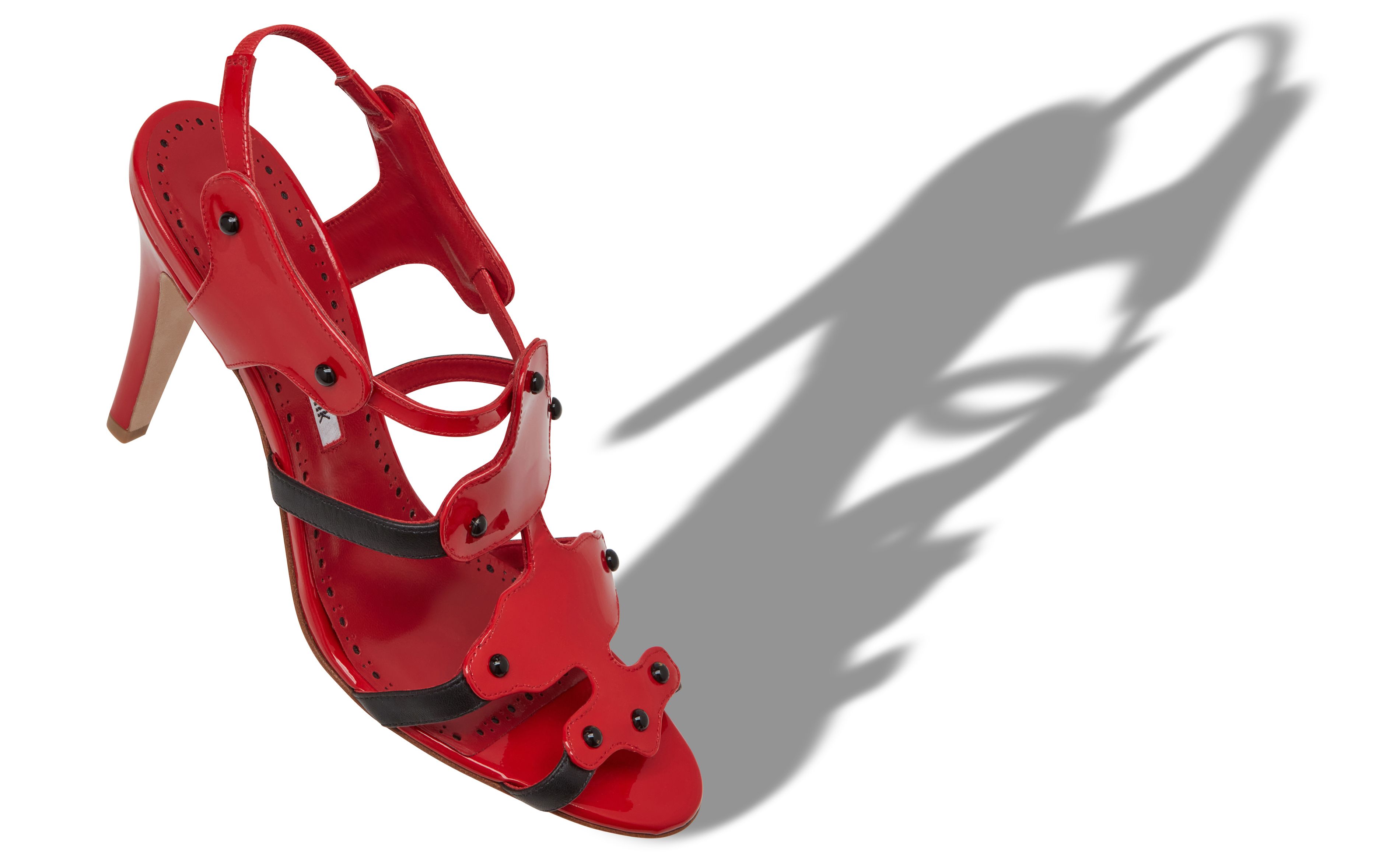 Designer Red Patent Leather Strappy Sandals  - Image Main