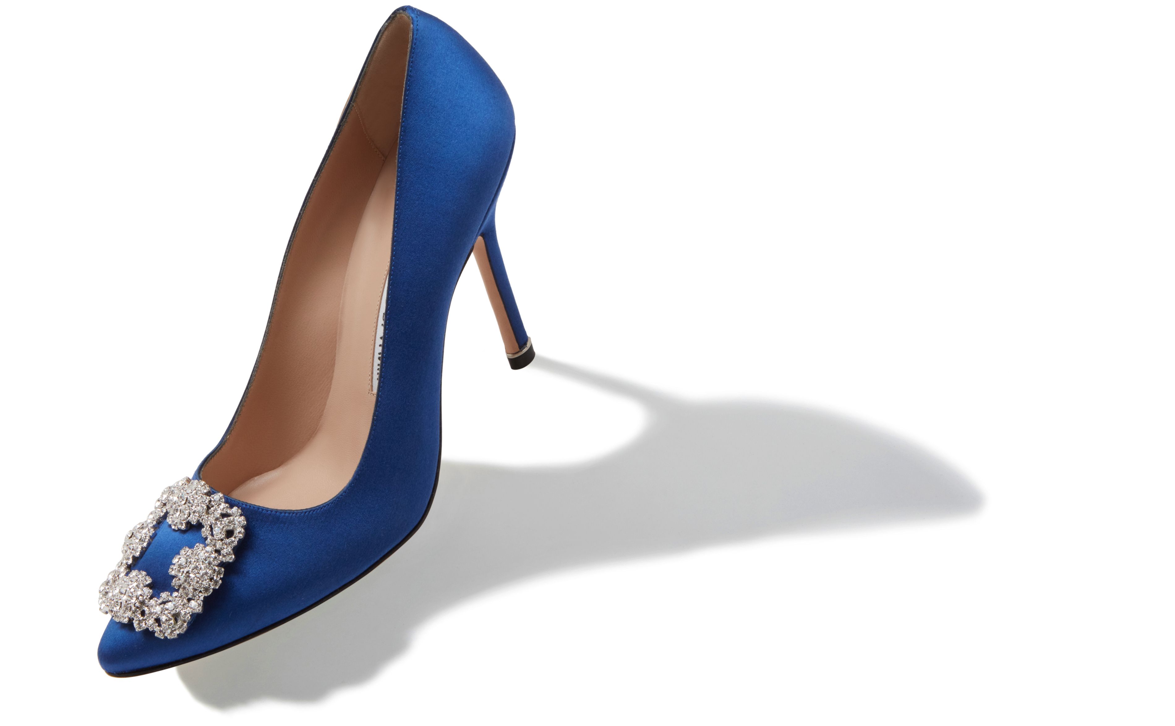 Womens Shoes Heels Pump shoes Manolo Blahnik Hangisi 90 Satin Pump in Blue 