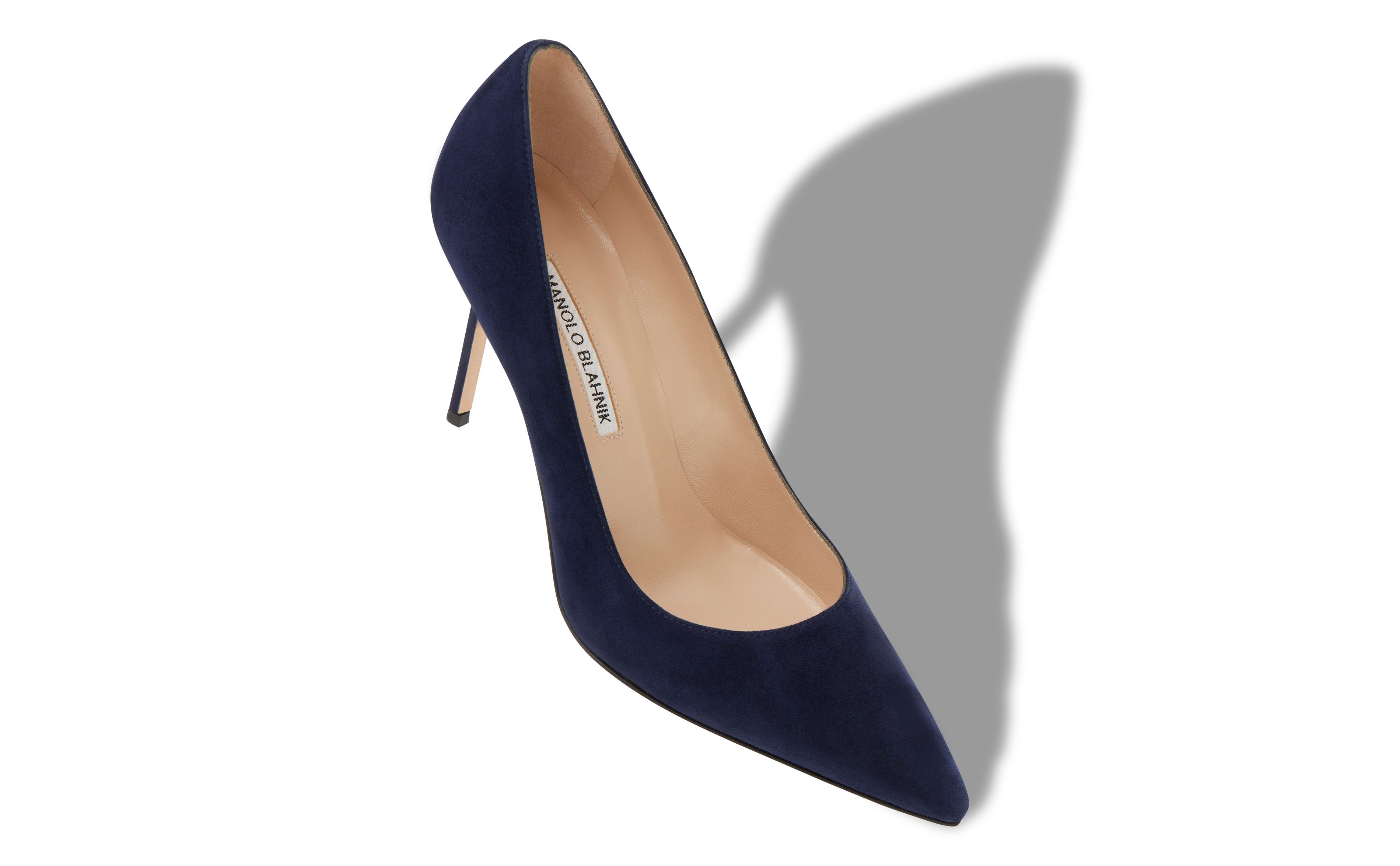 Designer Navy Blue Suede Pointed Toe Pumps - Image Main