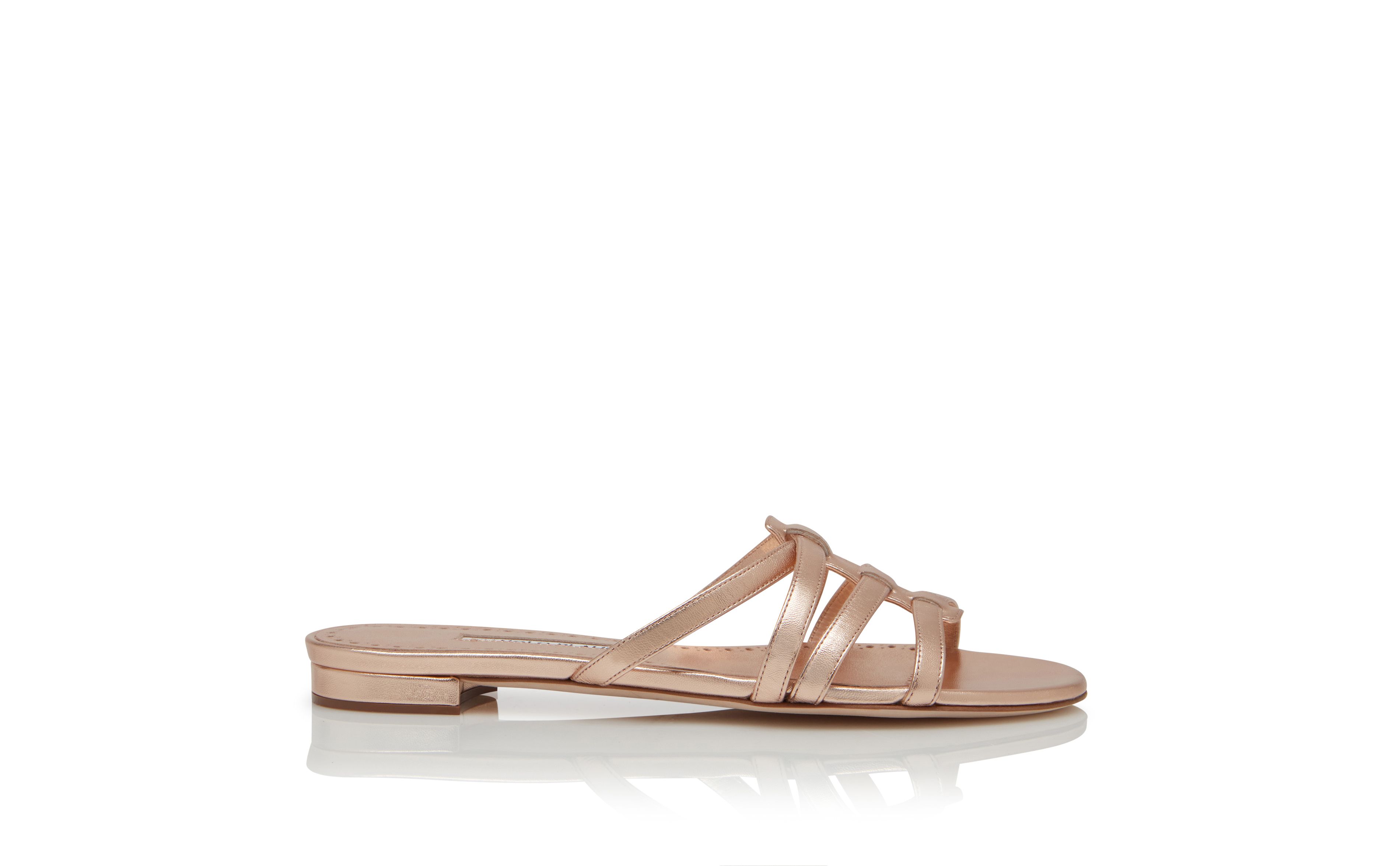 Designer Copper Nappa Leather Sandals - Image Side View