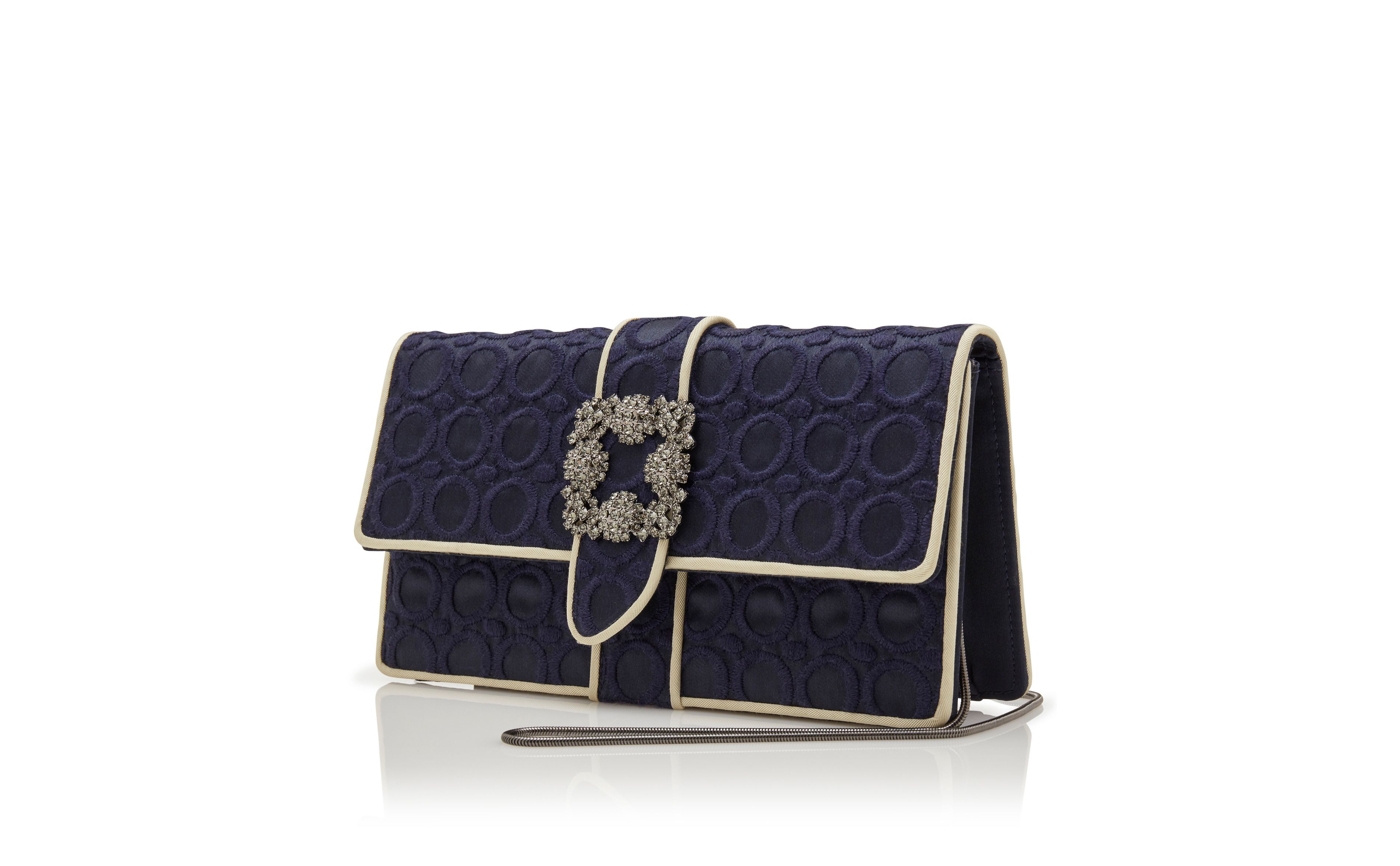 Designer Navy Blue Silk Clutch - Image 