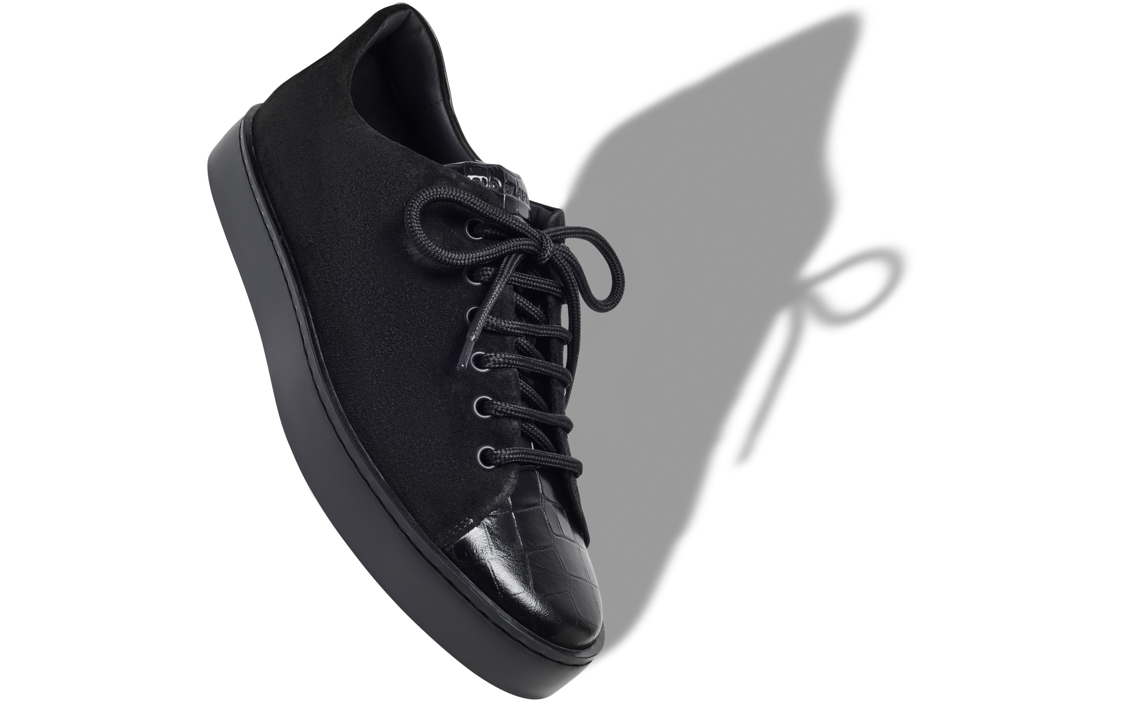 Designer Black Suede Low Cut Sneakers - Image Main View