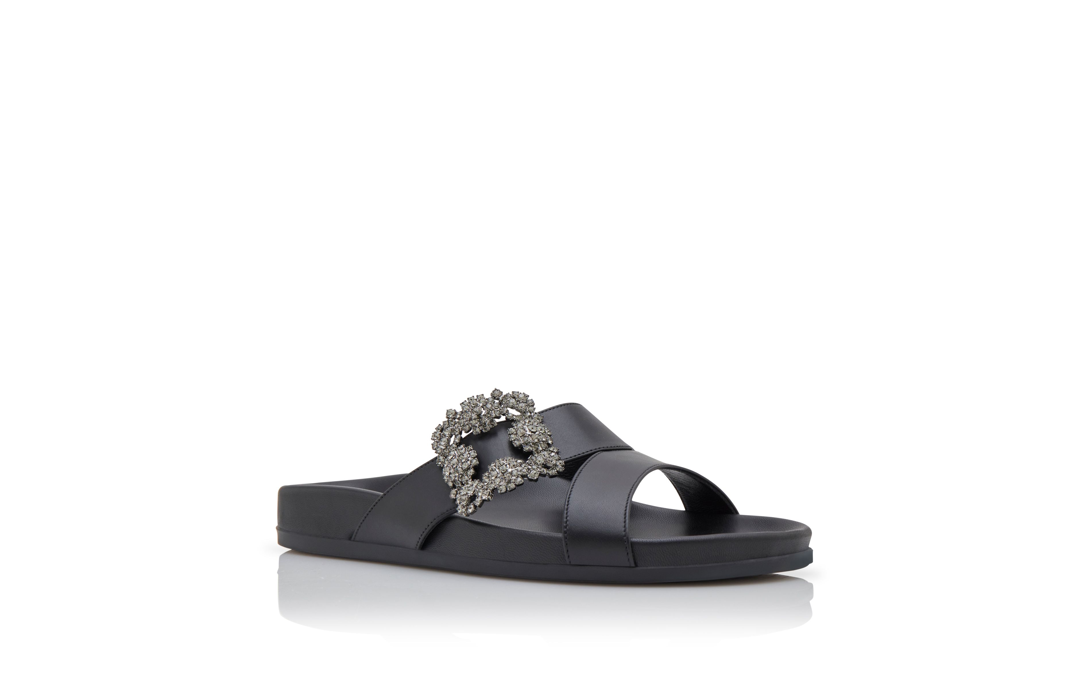 10mm Covered Buckle Leather Mules
