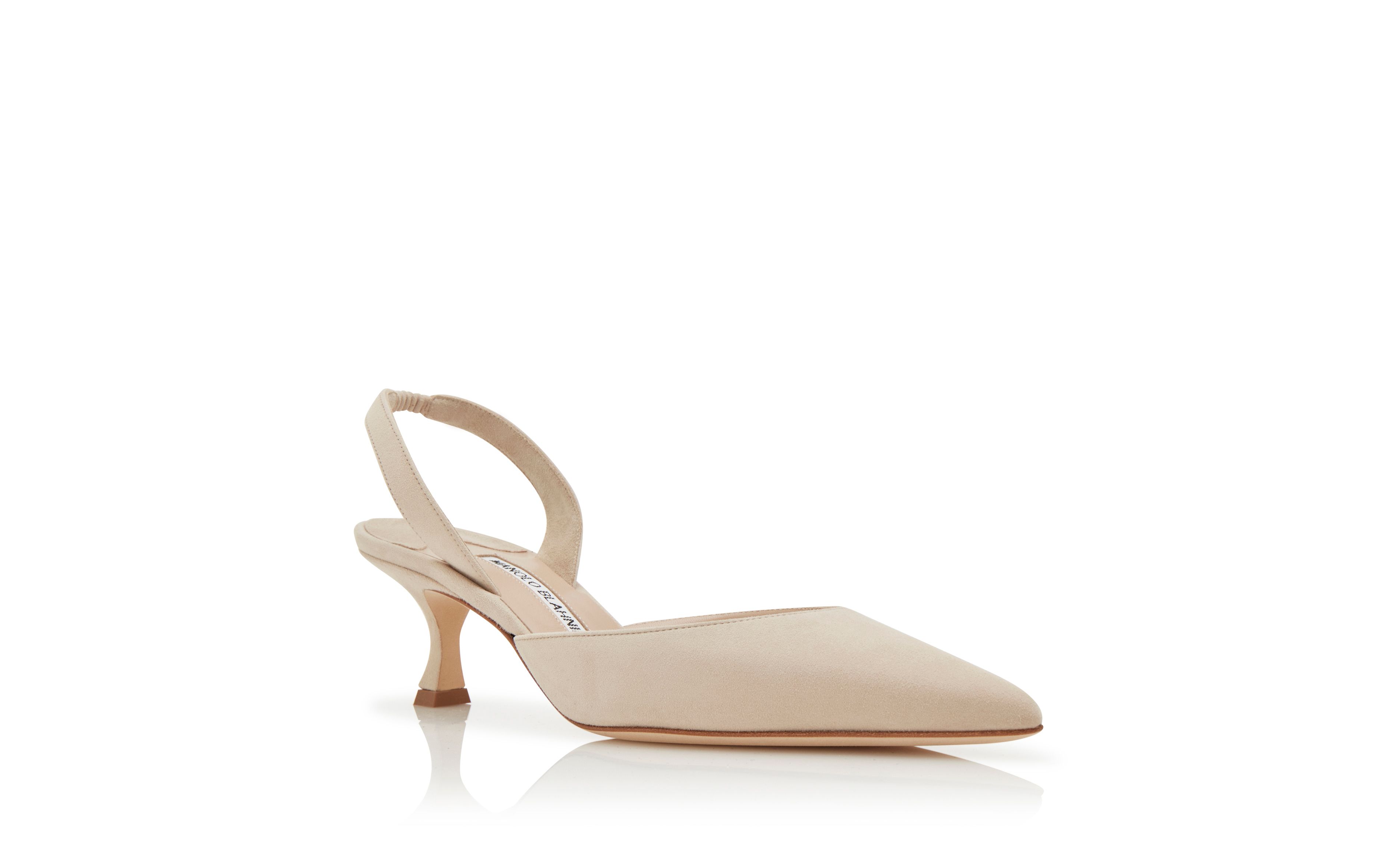 Designer Light Beige Suede Slingback Pumps - Image Upsell