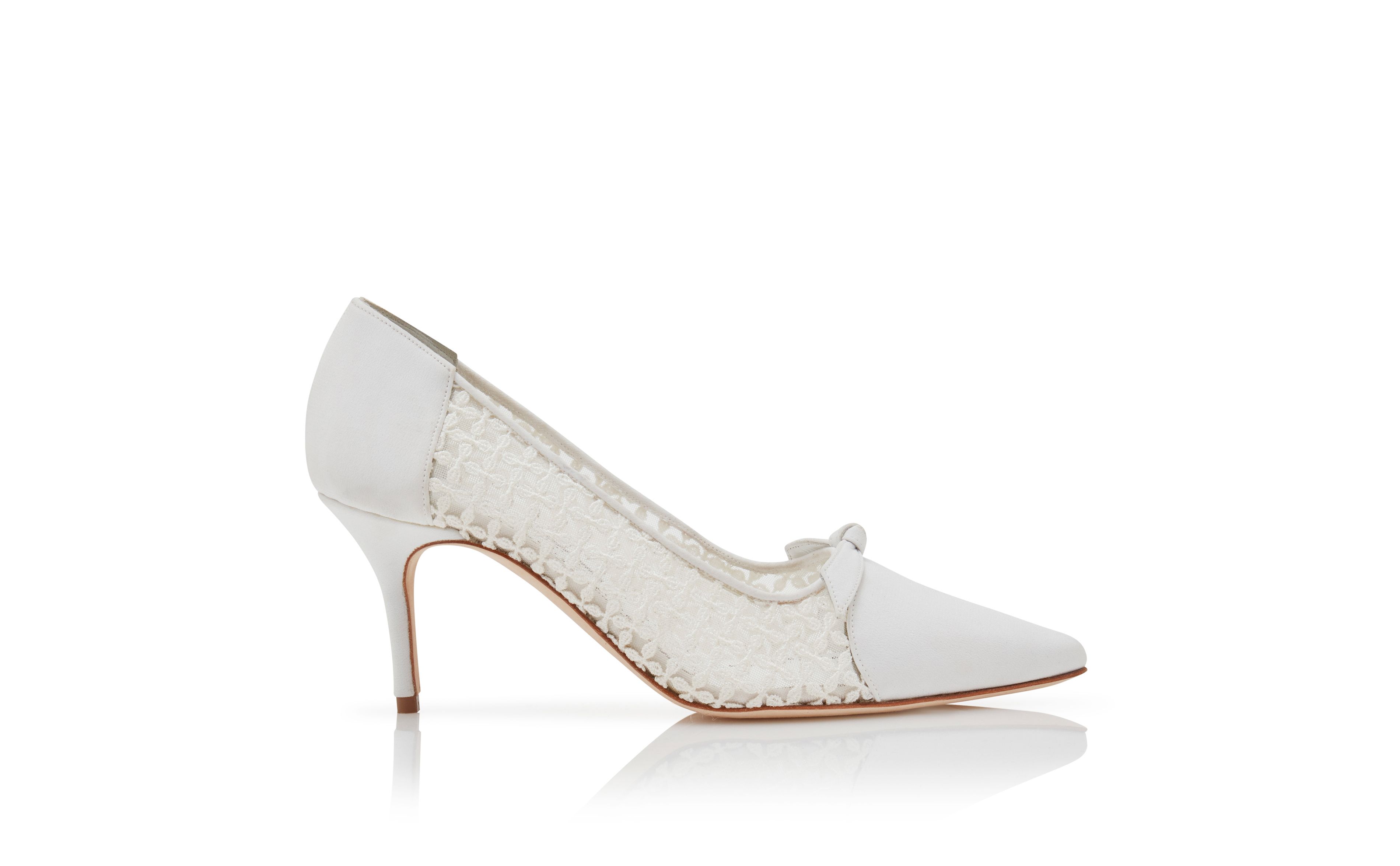 Designer White Mesh Lace Detail Pumps  - Image thumbnail