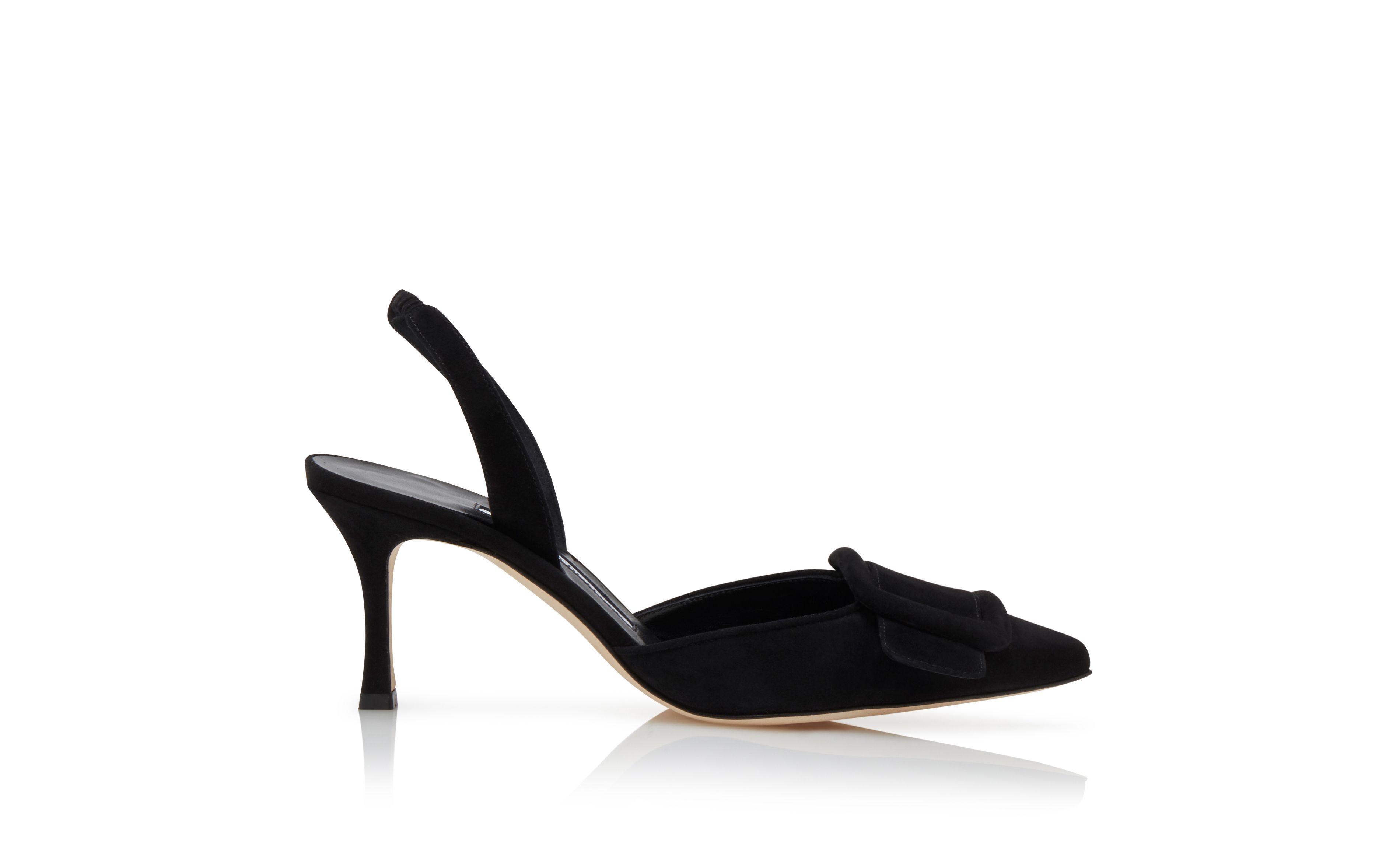 Designer Black Suede Slingback Pumps - Image thumbnail