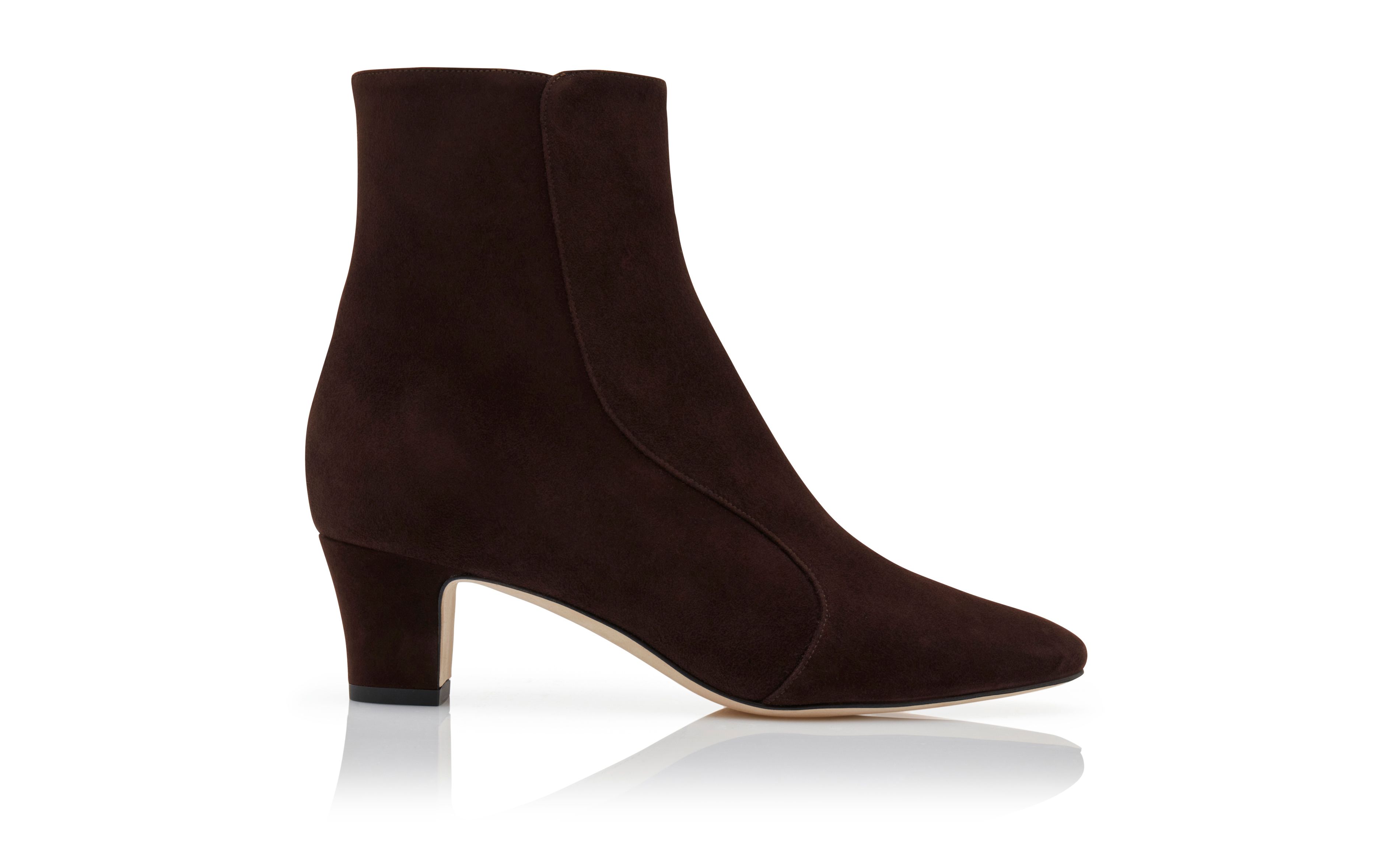 Designer Brown Suede Round Toe Ankle Boots - Image thumbnail