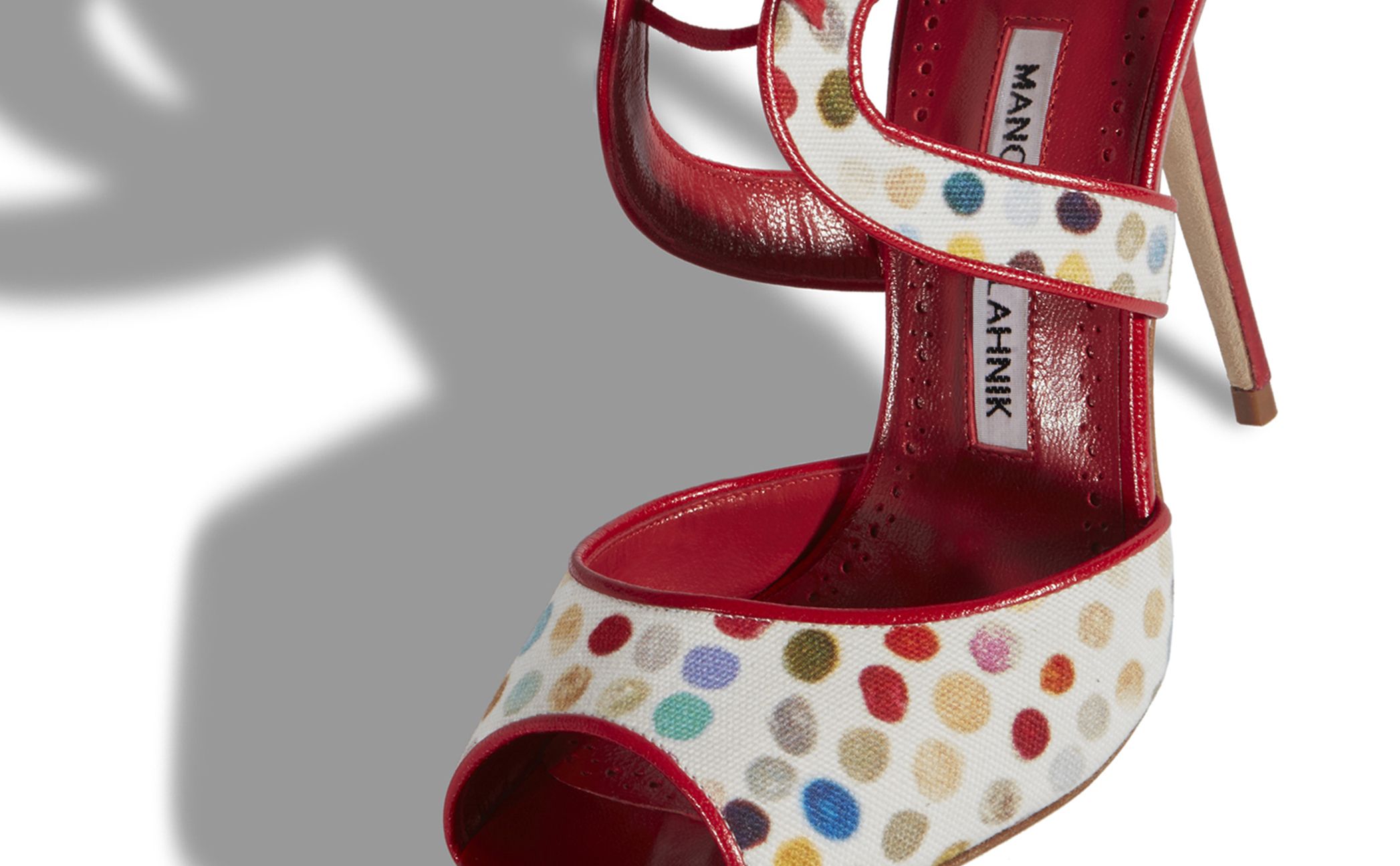HEBE | Multicoloured Spotted Cotton Strappy Sandals | Manolo Blahnik