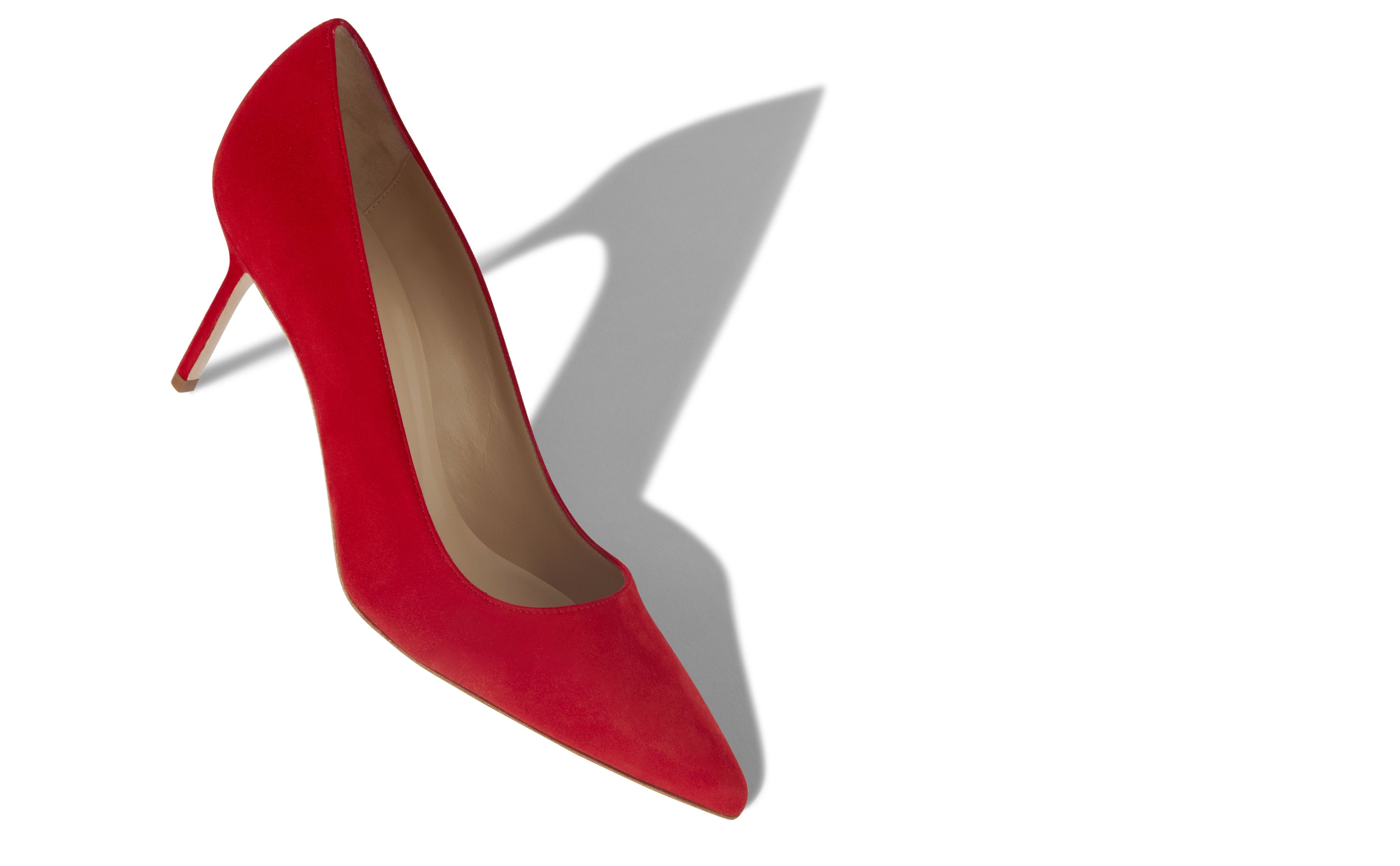 Designer Bright Red Suede pointed toe Pumps - Image Main