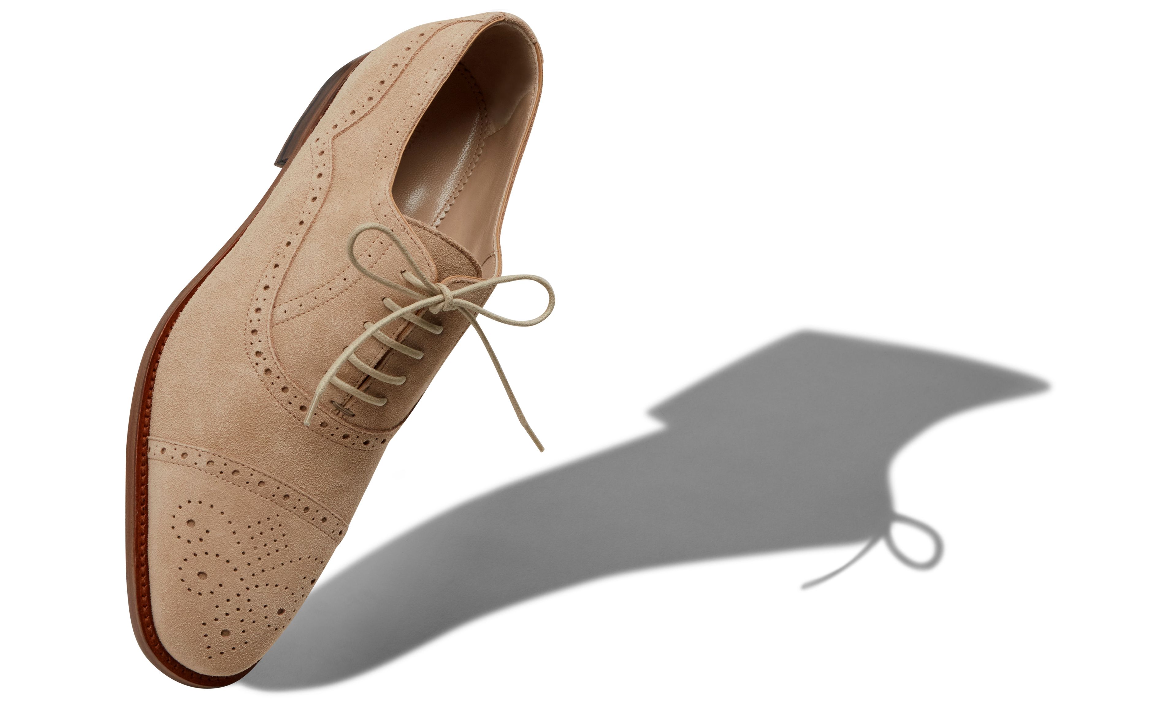 Designer Light Beige Suede Cap Toe Oxfords - Image small_image