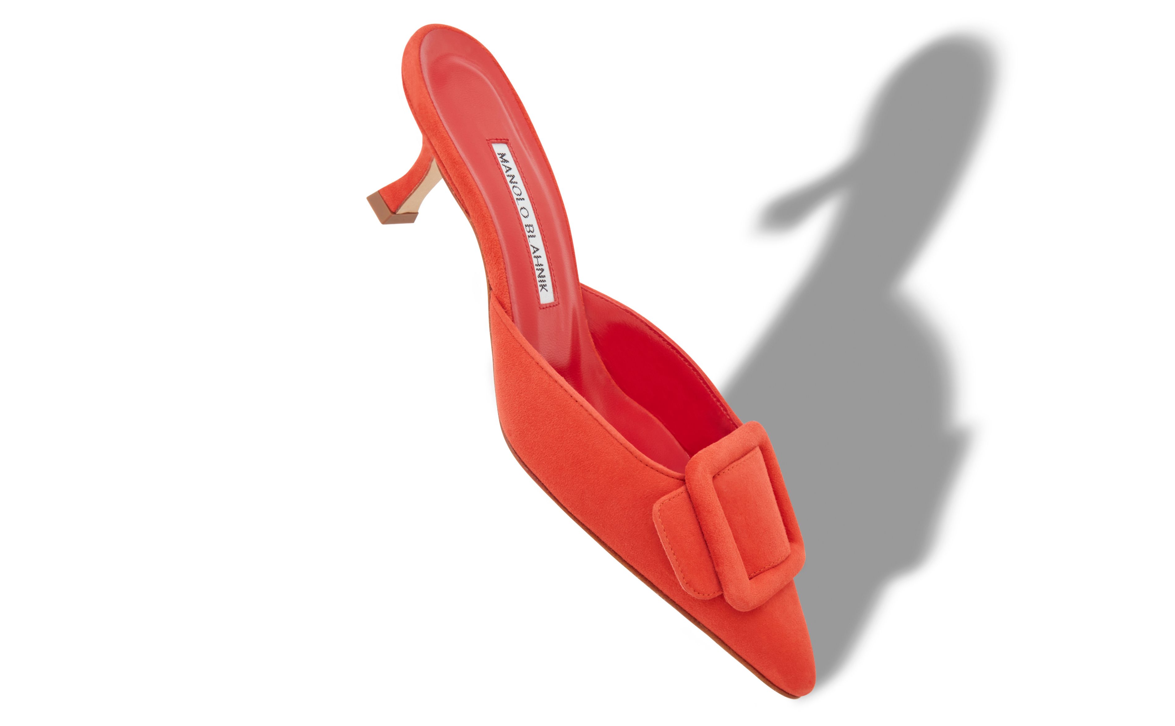 Designer Orange Suede Buckle Detail Mules - Image Main