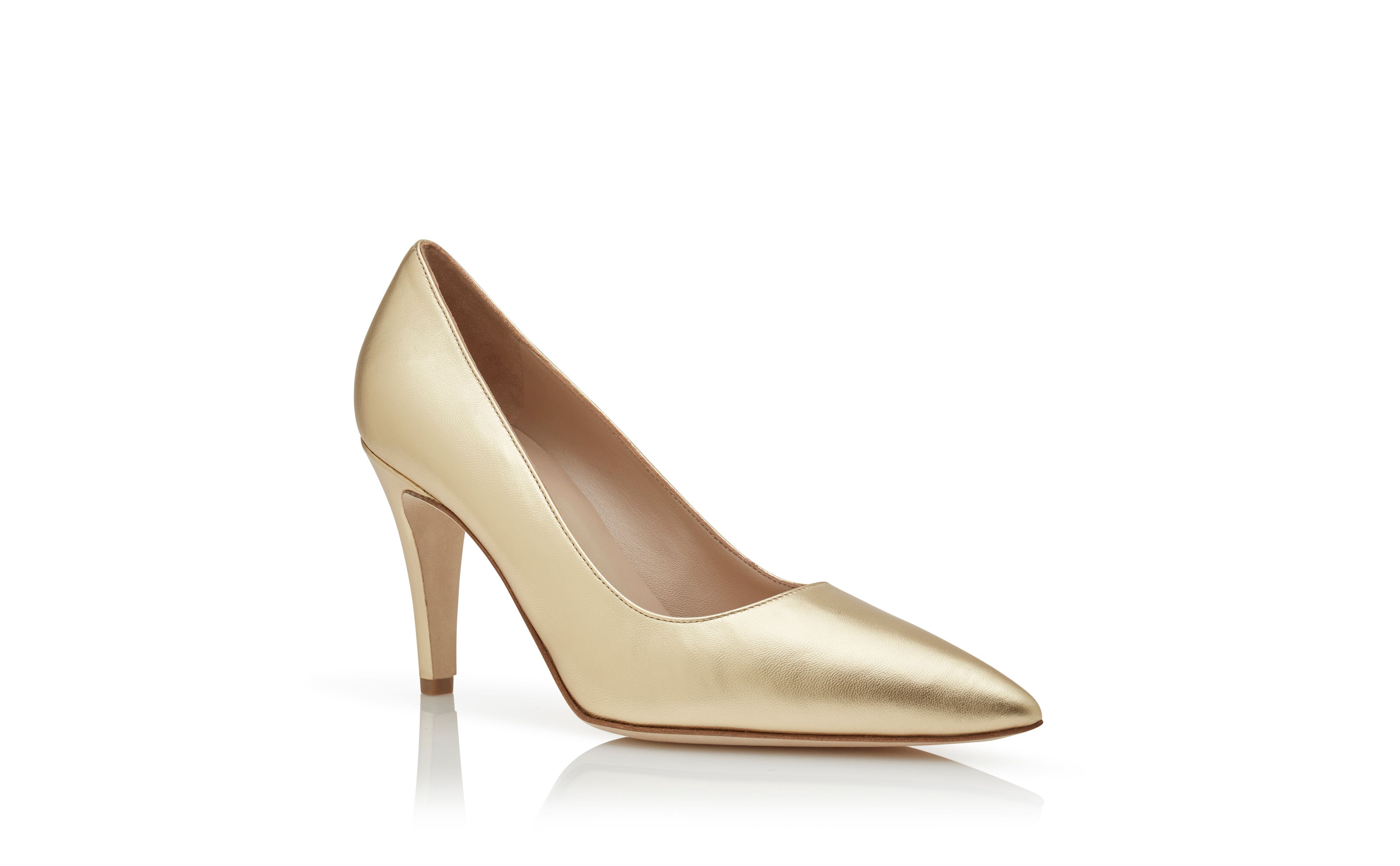 Designer Gold Nappa Leather Pumps  - Image Upsell