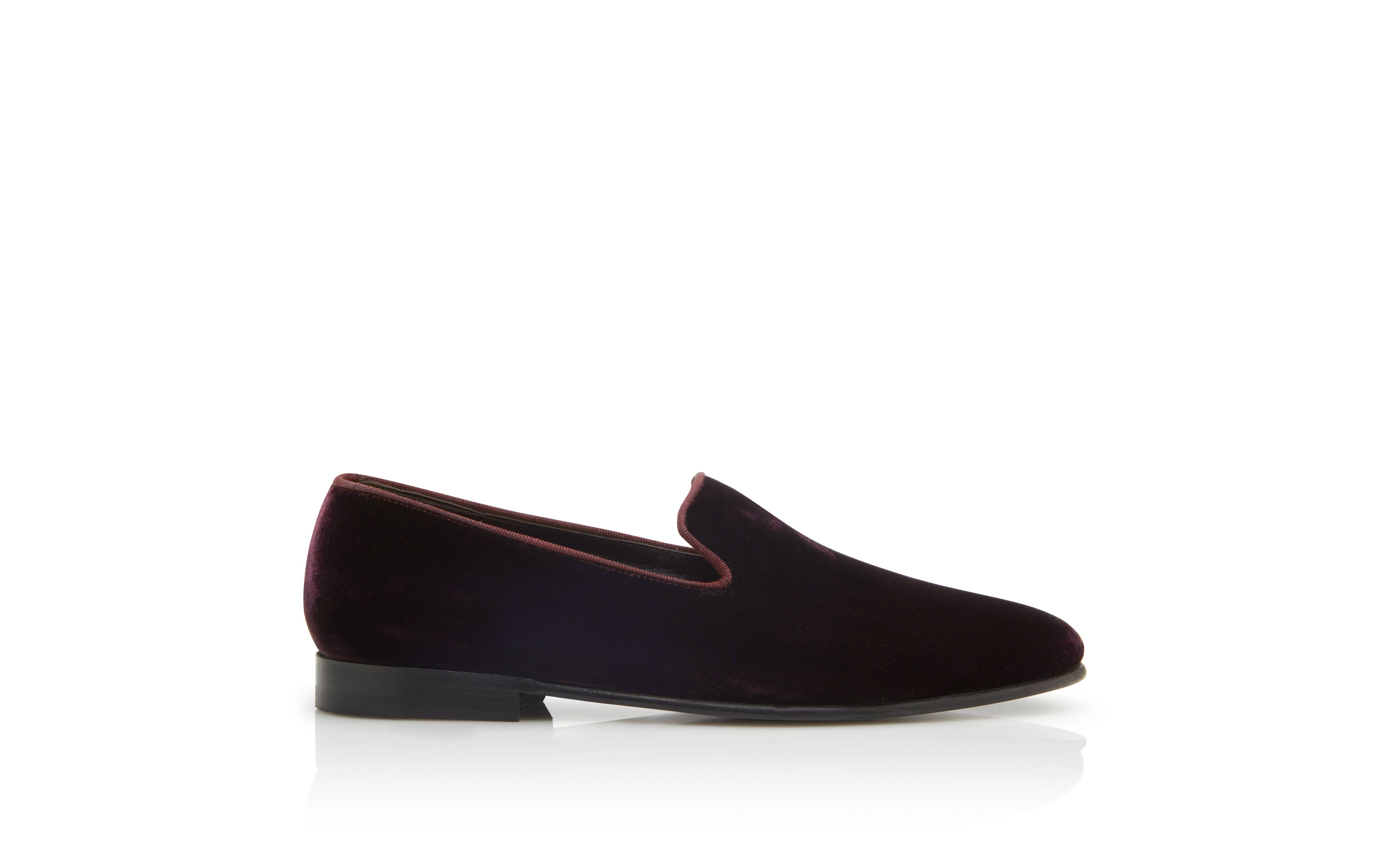 Designer Dark Purple Velvet Loafers - Image Side View