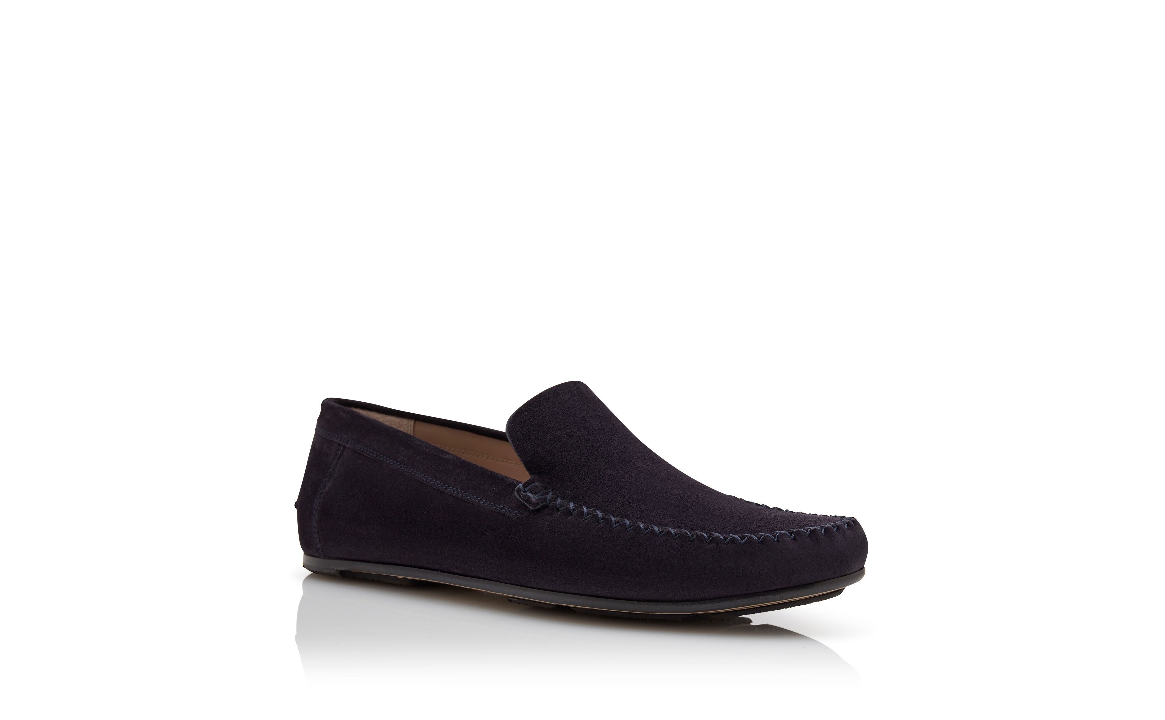 Designer Navy Blue Suede Slippers - Image Upsell