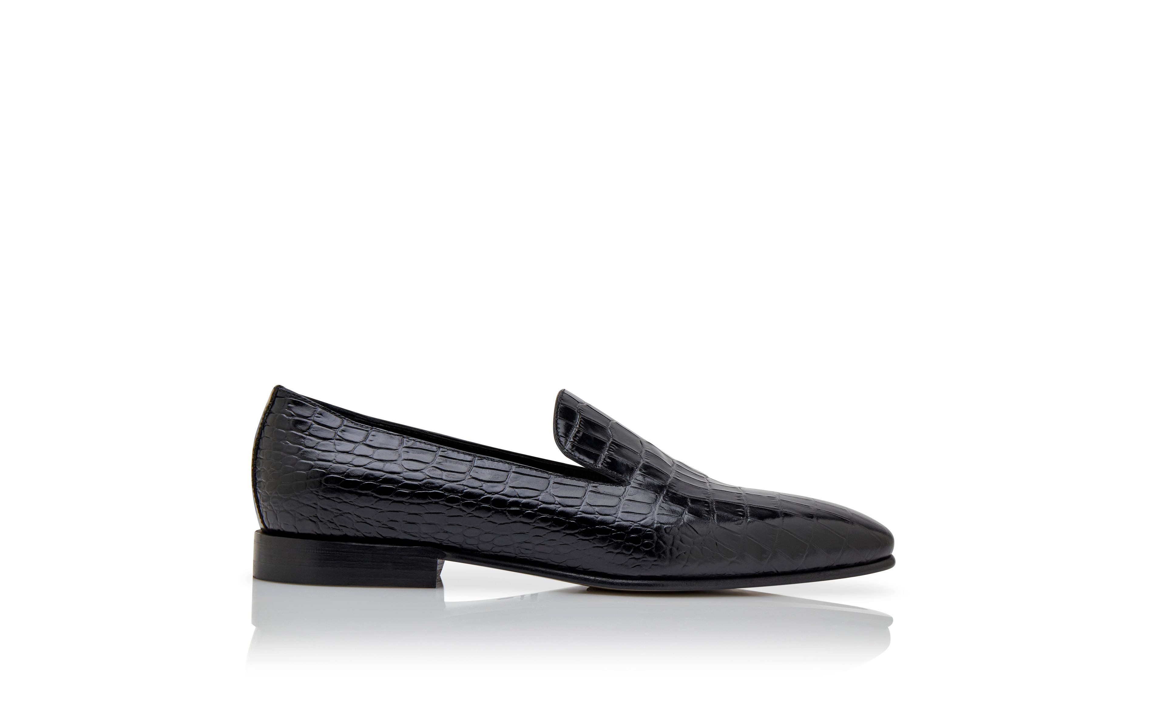 Designer Black Calf Leather Loafers - Image thumbnail