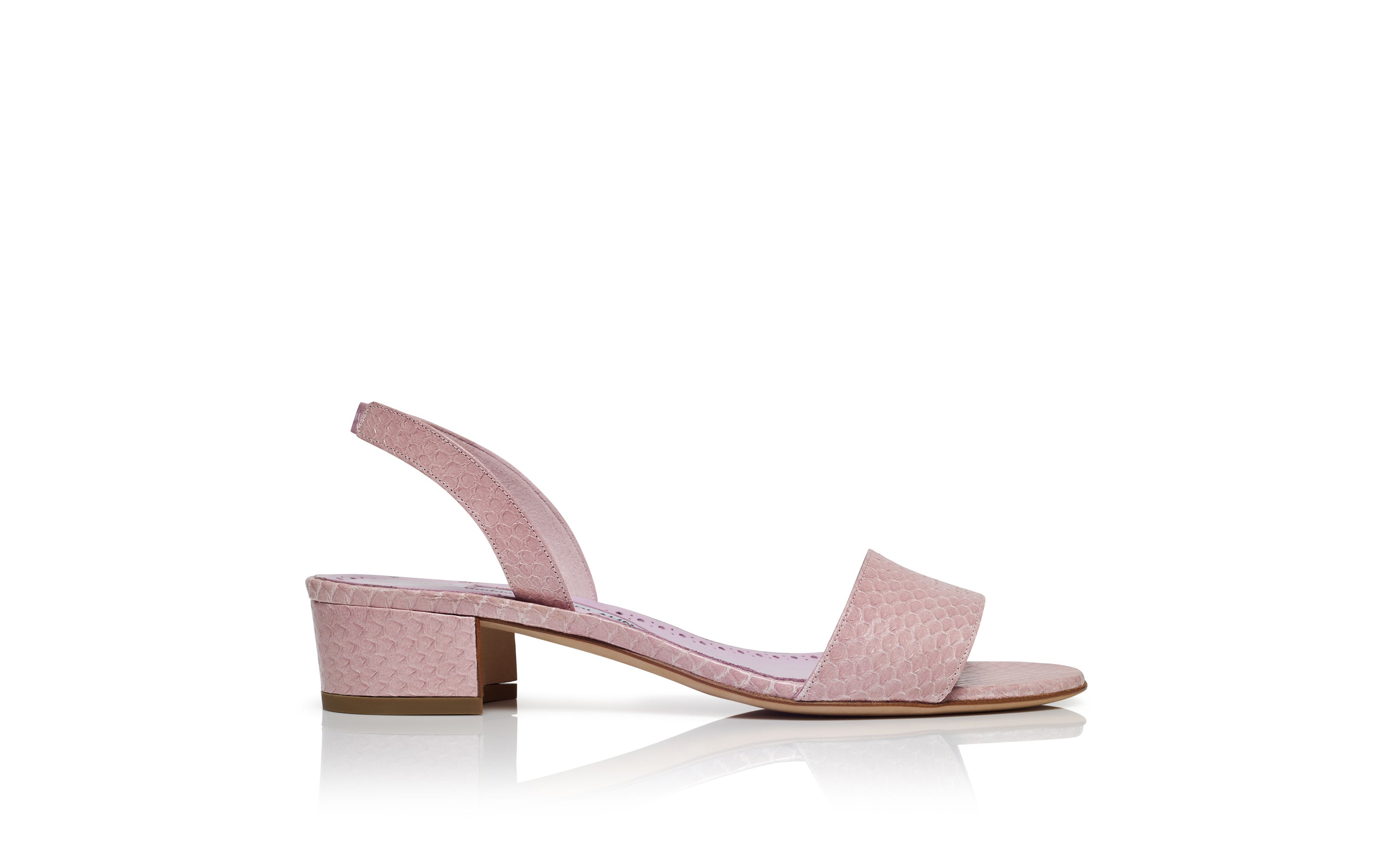 Designer Light Pink Nappa Leather Slingback Sandals - Image Side View