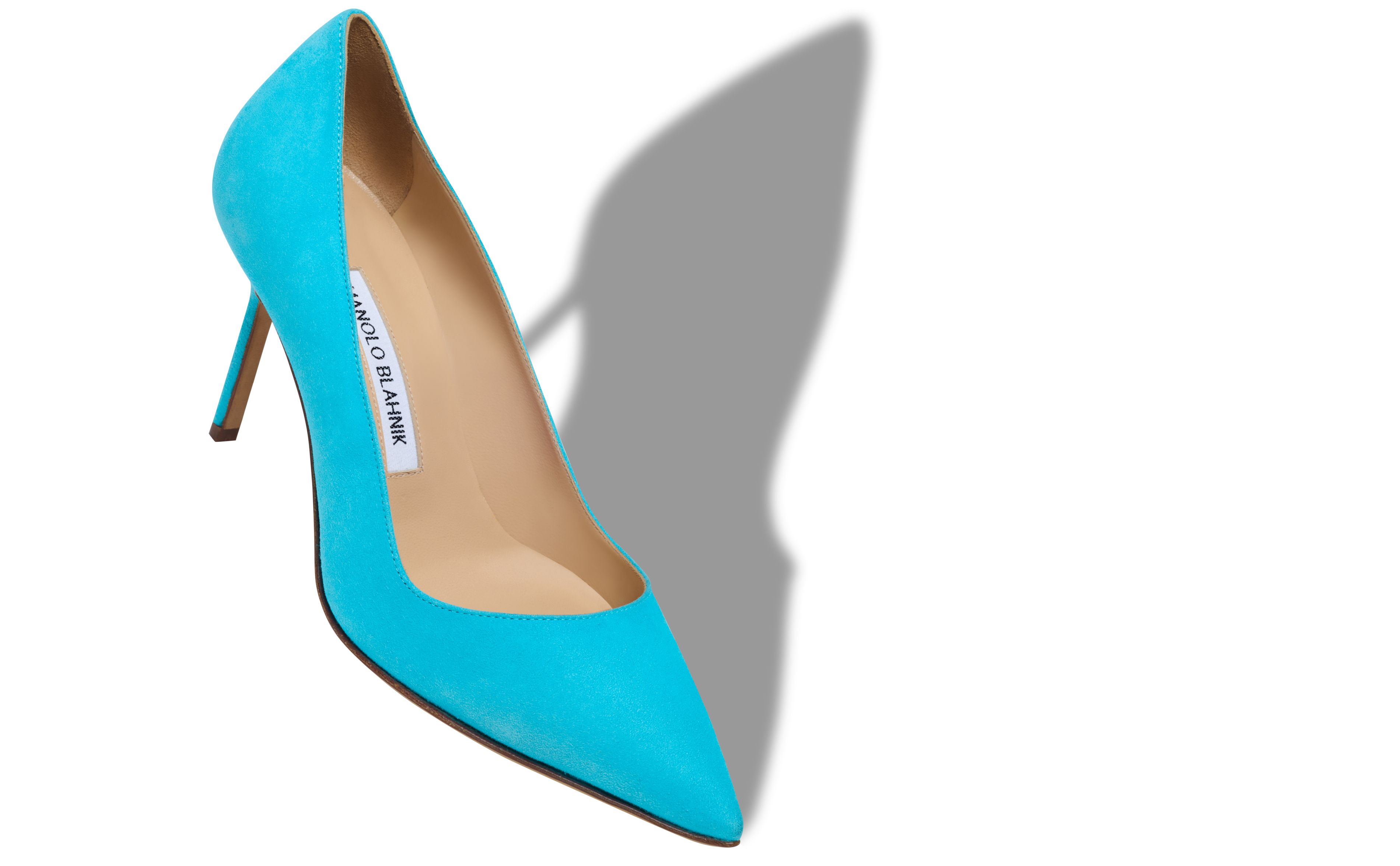 Designer Blue Suede Pointed Toe Pumps - Image small_image