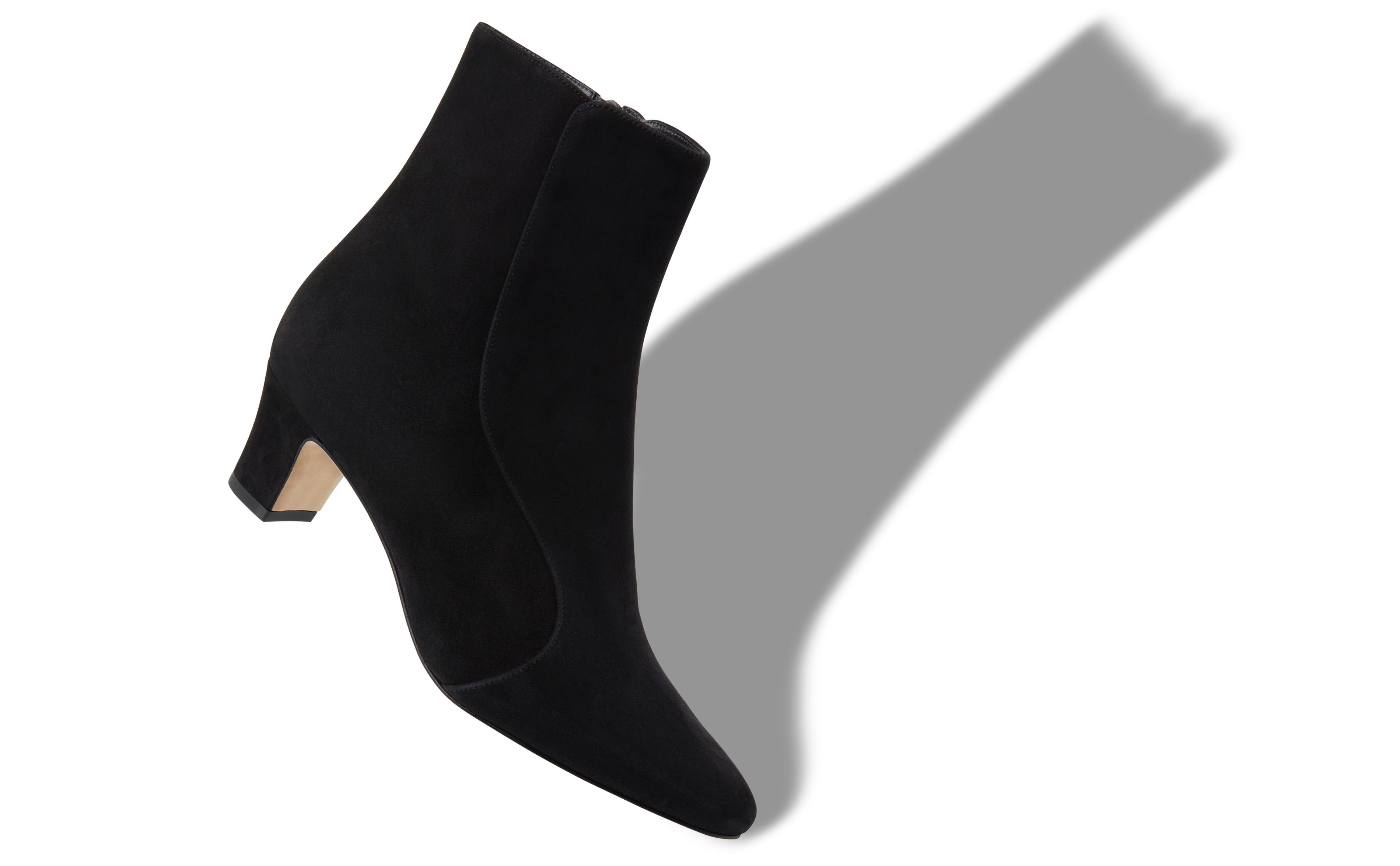 Designer Black Suede Round Toe Ankle Boots - Image Main