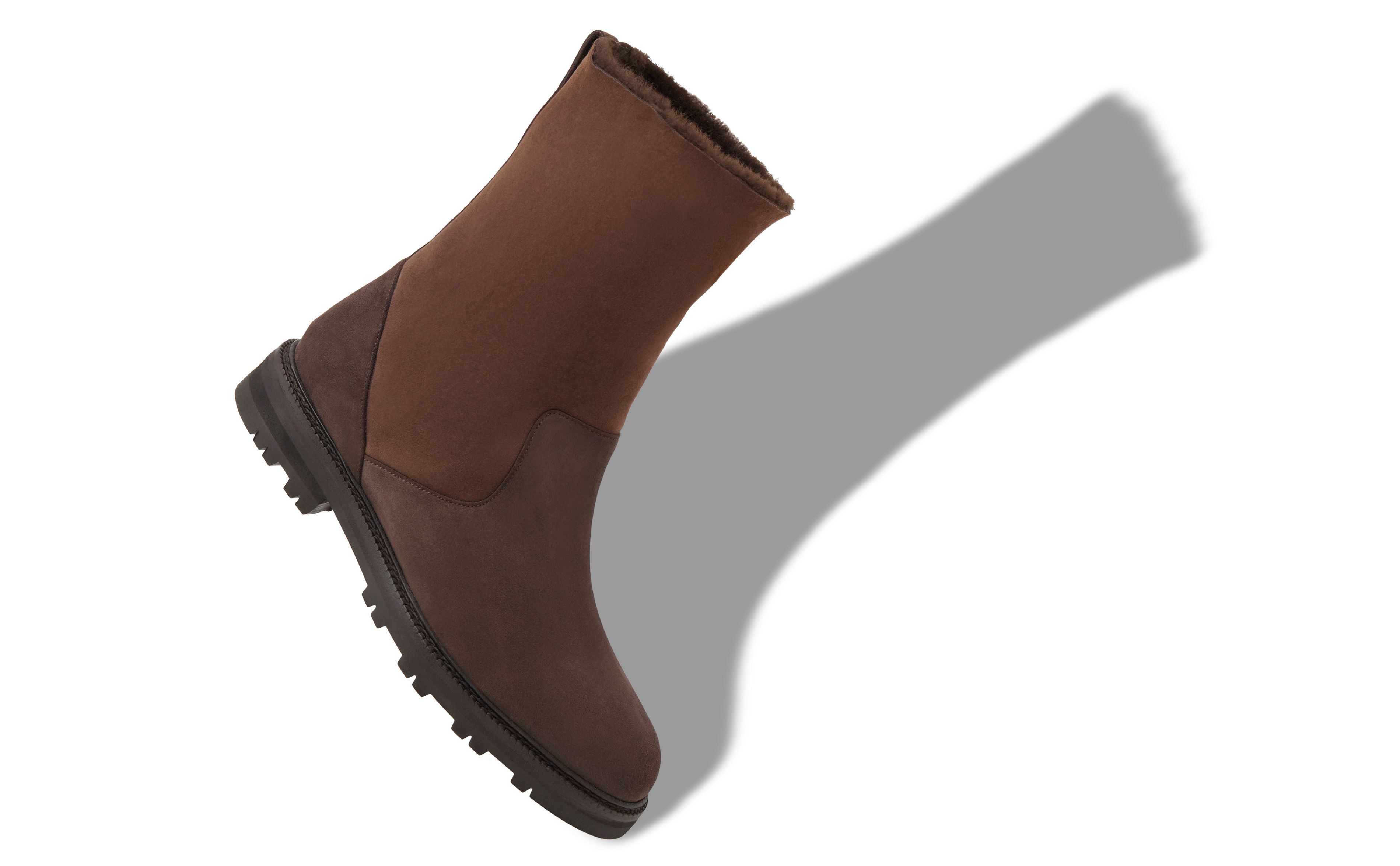 Designer Dark Brown Suede Mid Calf Boots - Image Main