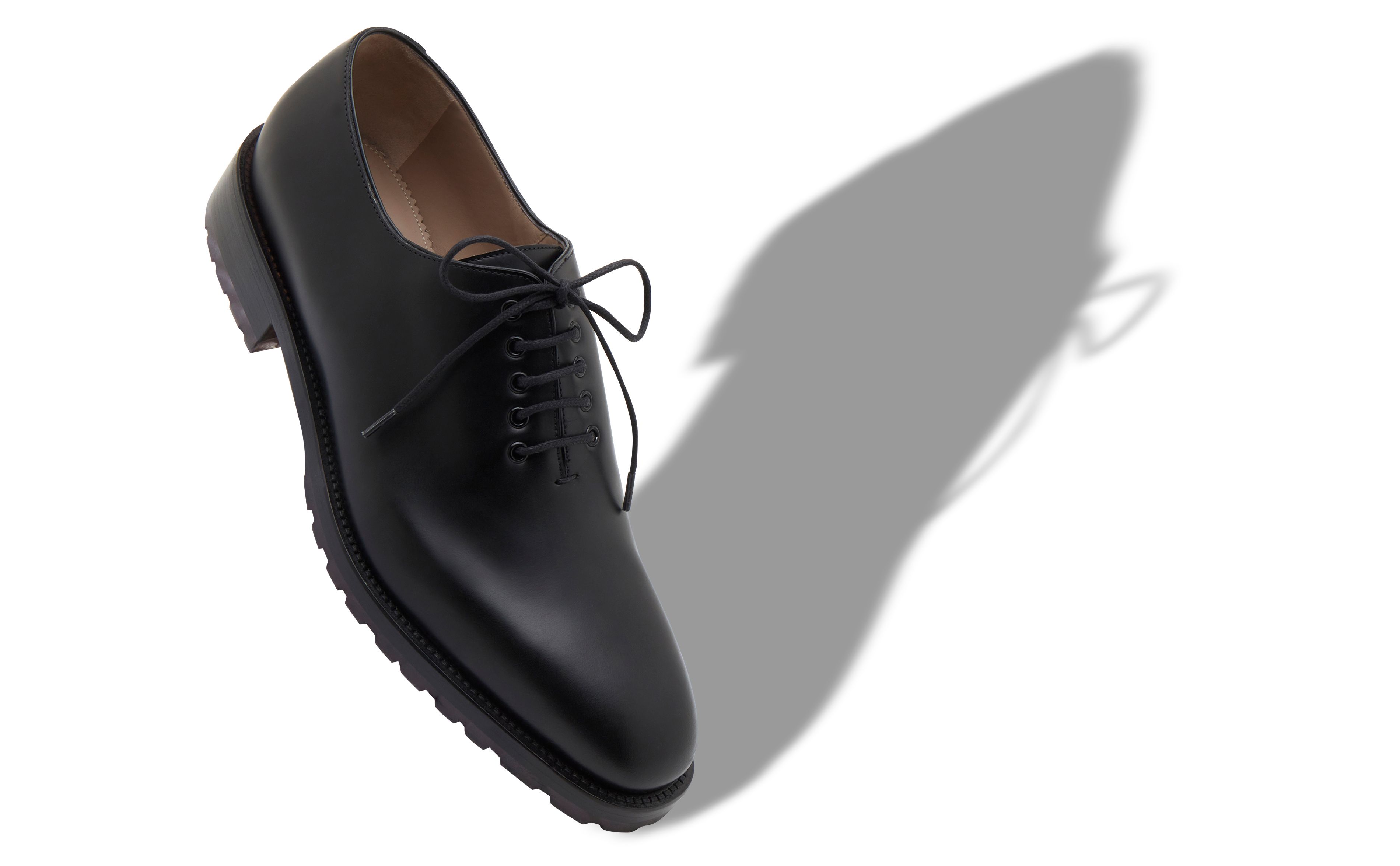 Designer Black Calf Leather Lace Up Shoes - Image Main