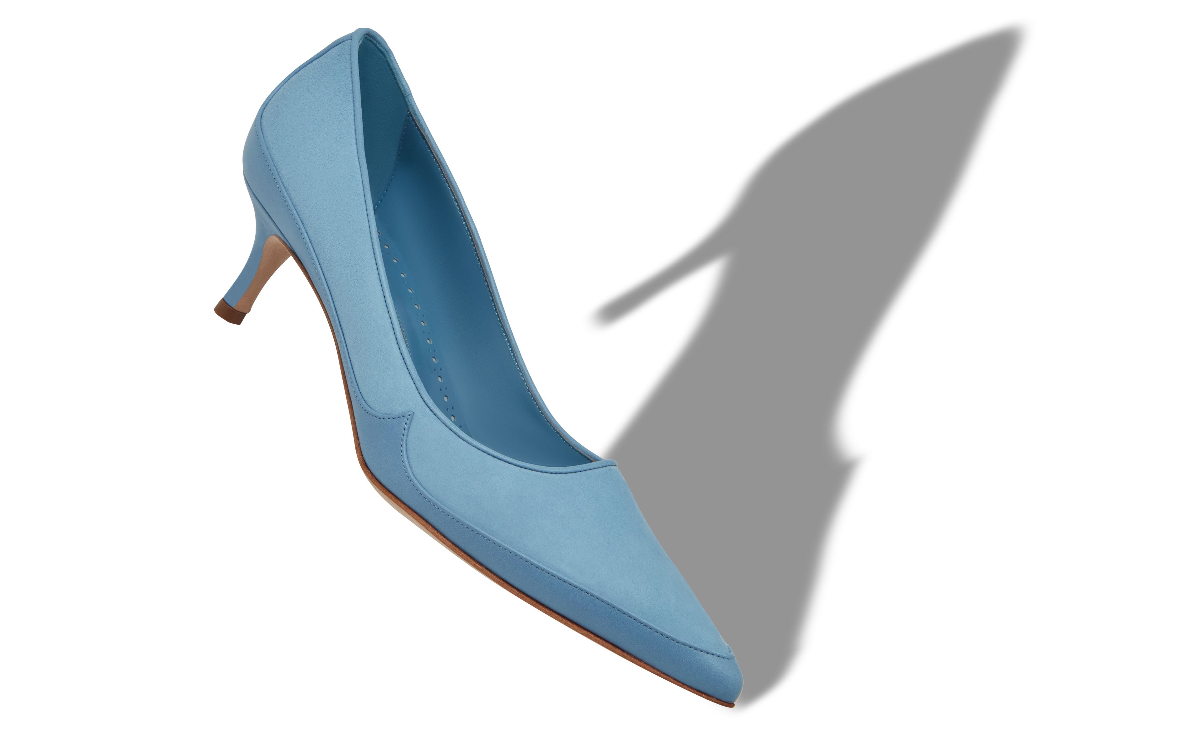 Designer Blue Nappa Leather and Suede Pumps - Image Main
