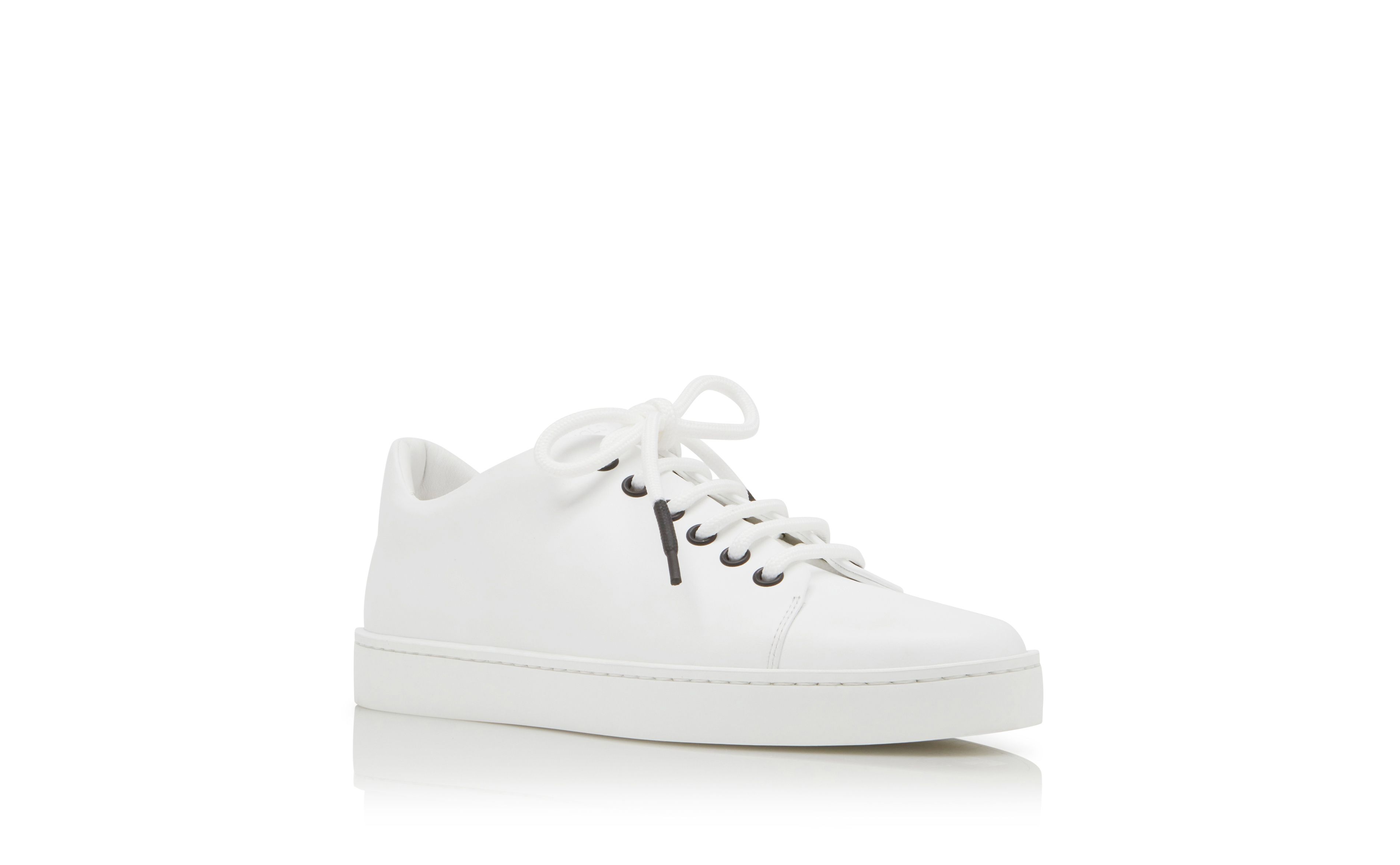 Designer White Calf Leather Low Cut Sneakers - Image Upsell