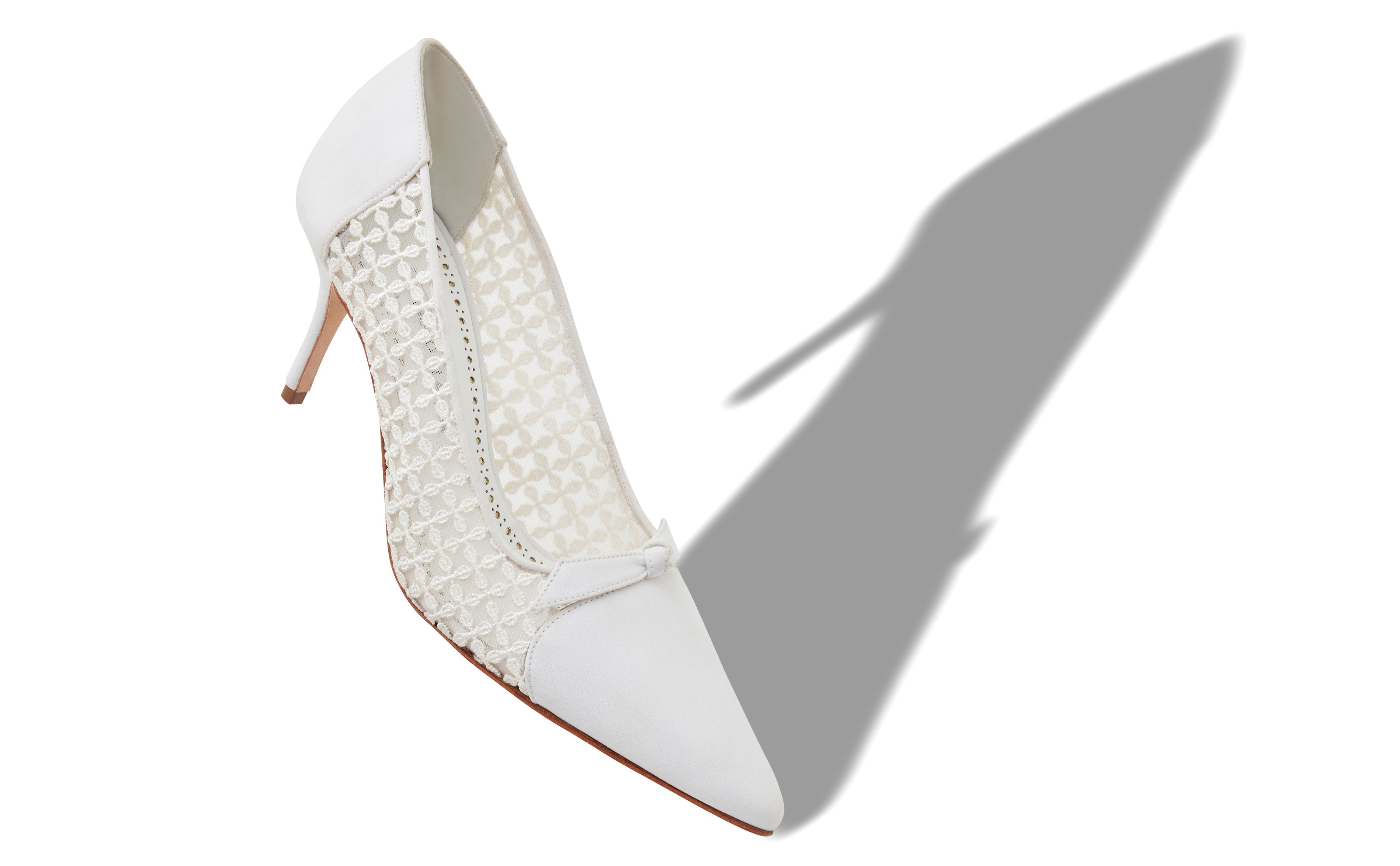 Designer White Mesh Lace Detail Pumps  - Image Main