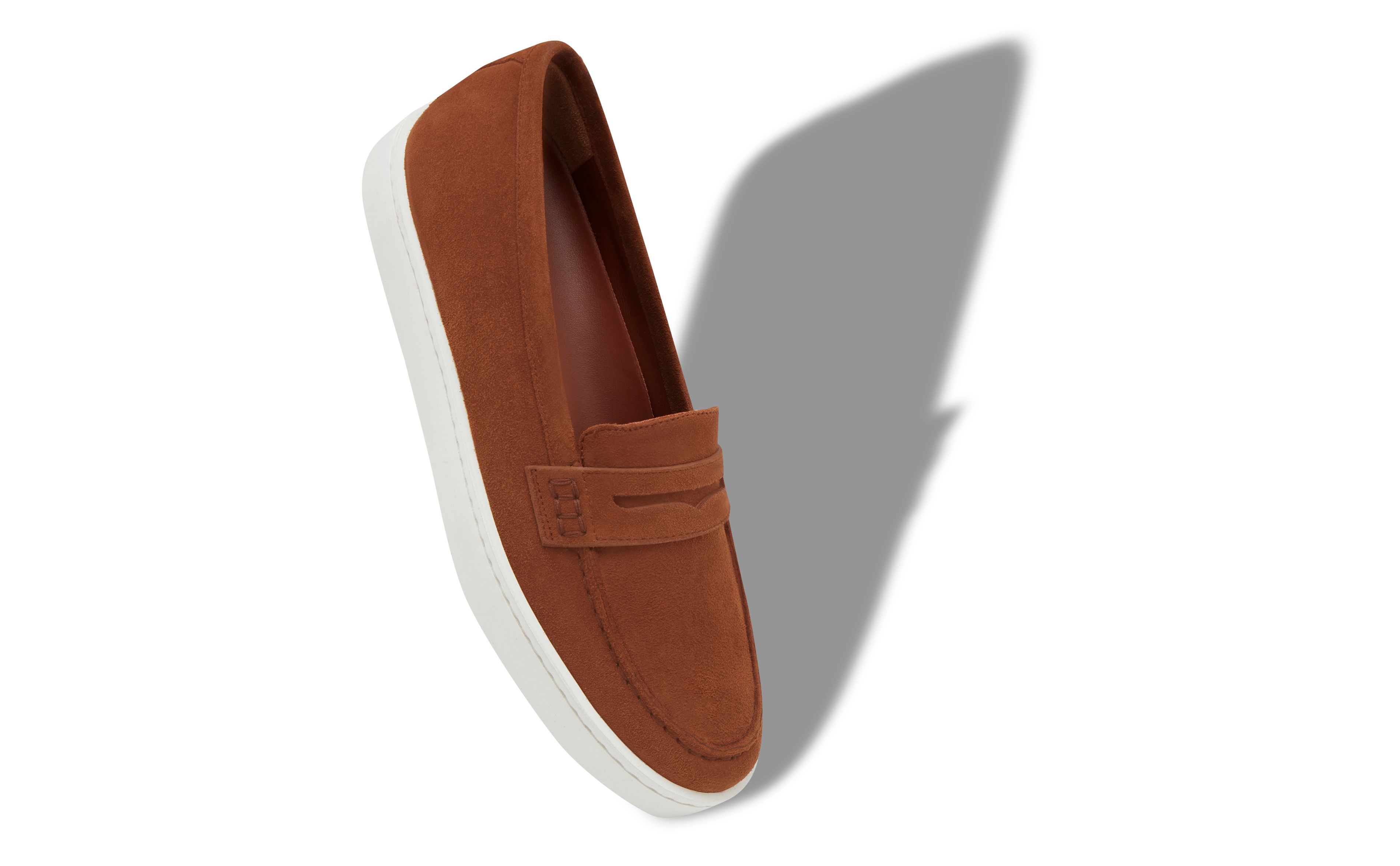 Designer Brown Suede Penny Loafers - Image Main