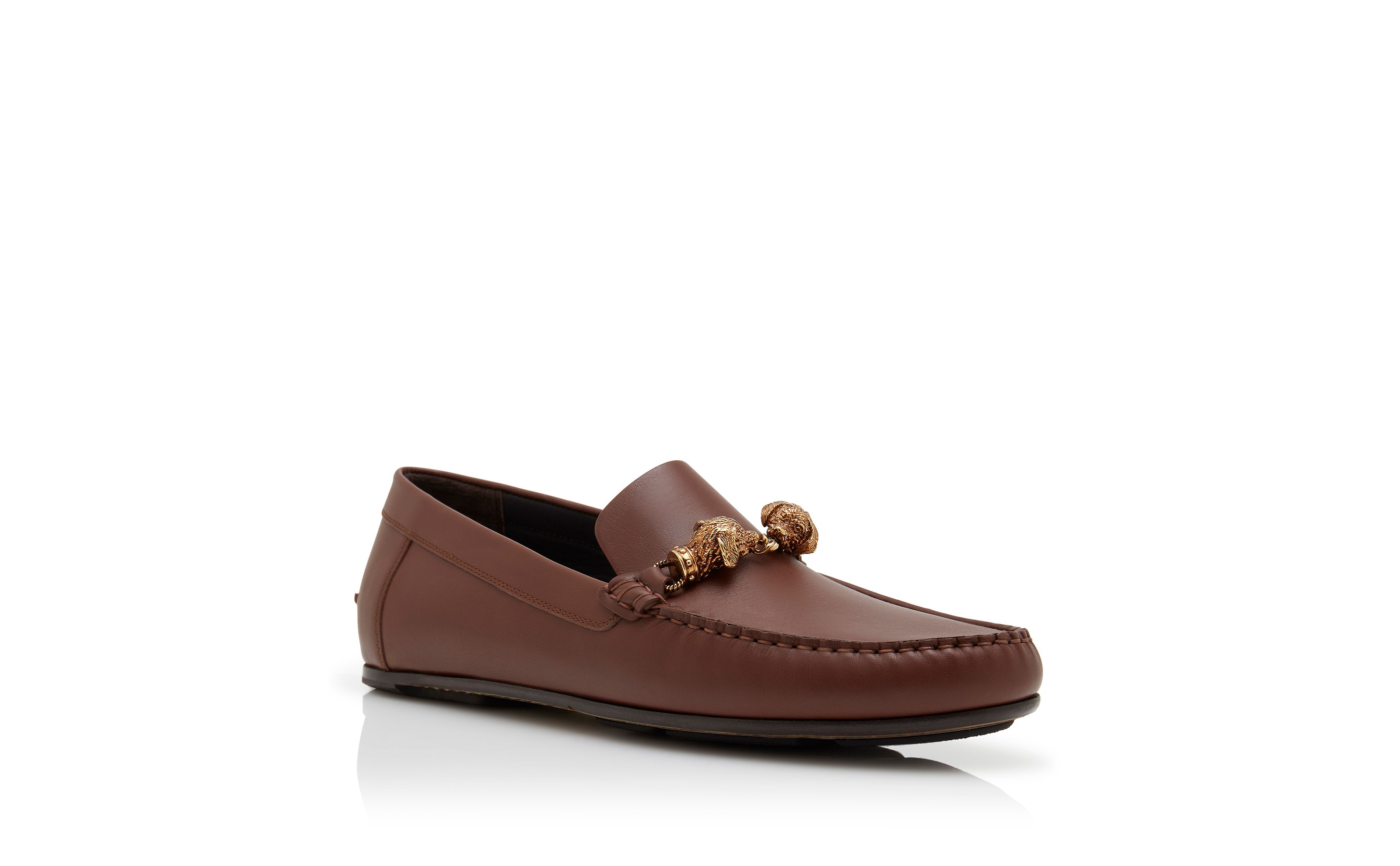 Designer Brown Calf Leather Slippers - Image Upsell