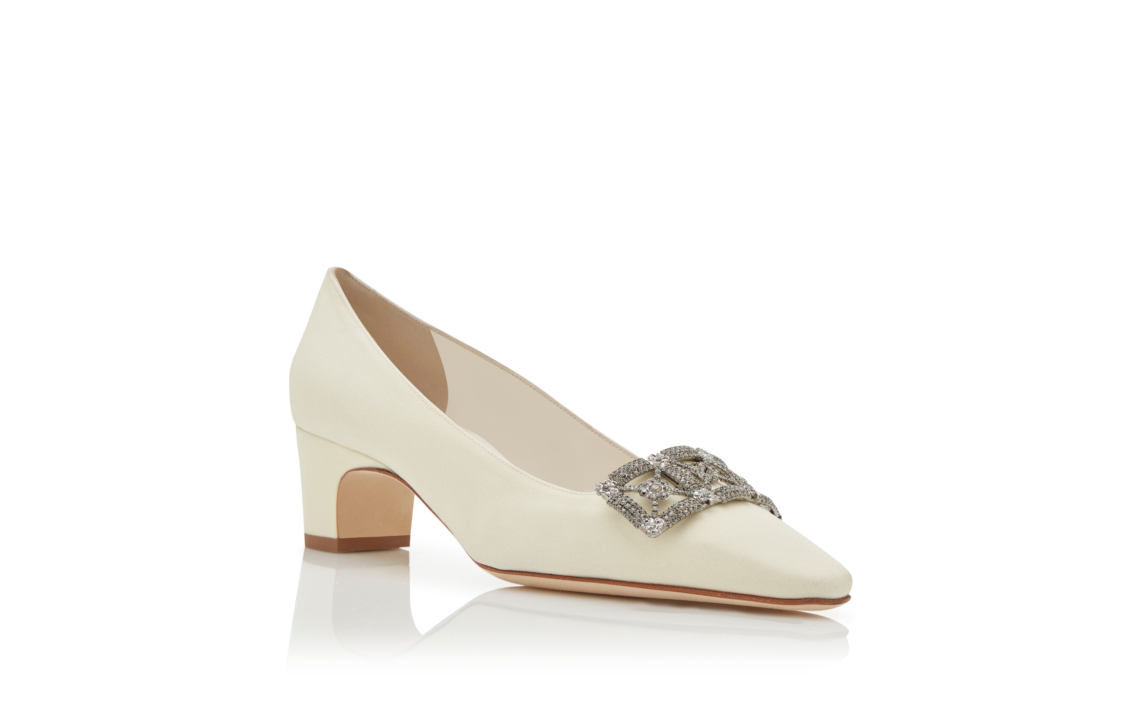 Designer Cream Crepe De Chine Pumps - Image Upsell