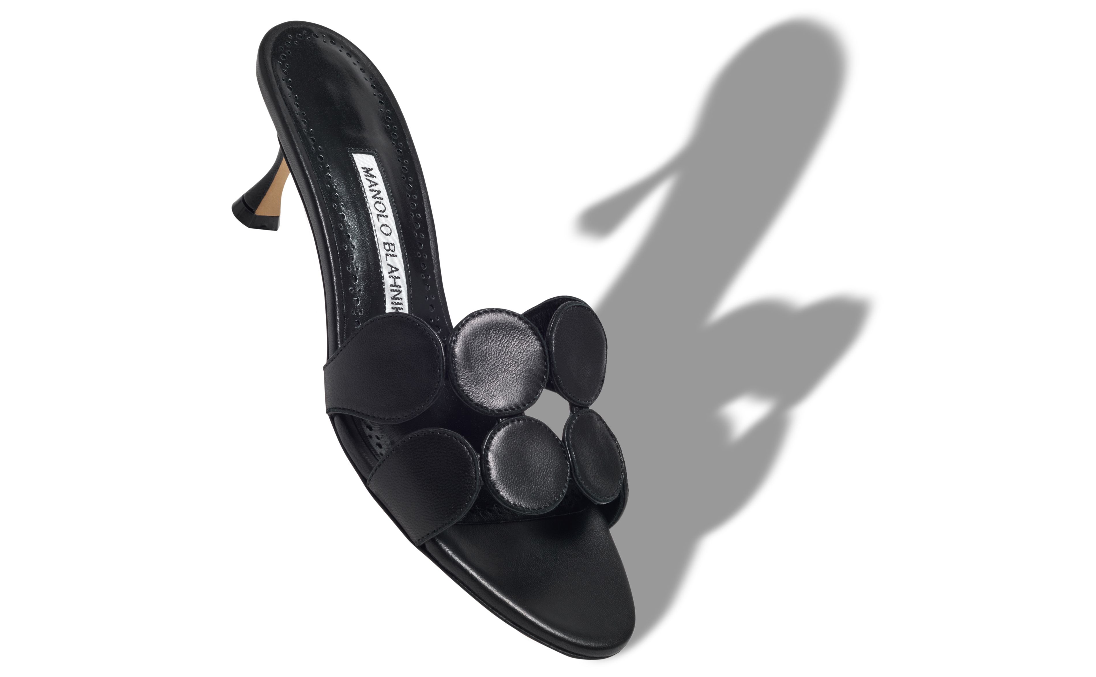 Designer Black Nappa Leather Mules - Image Main