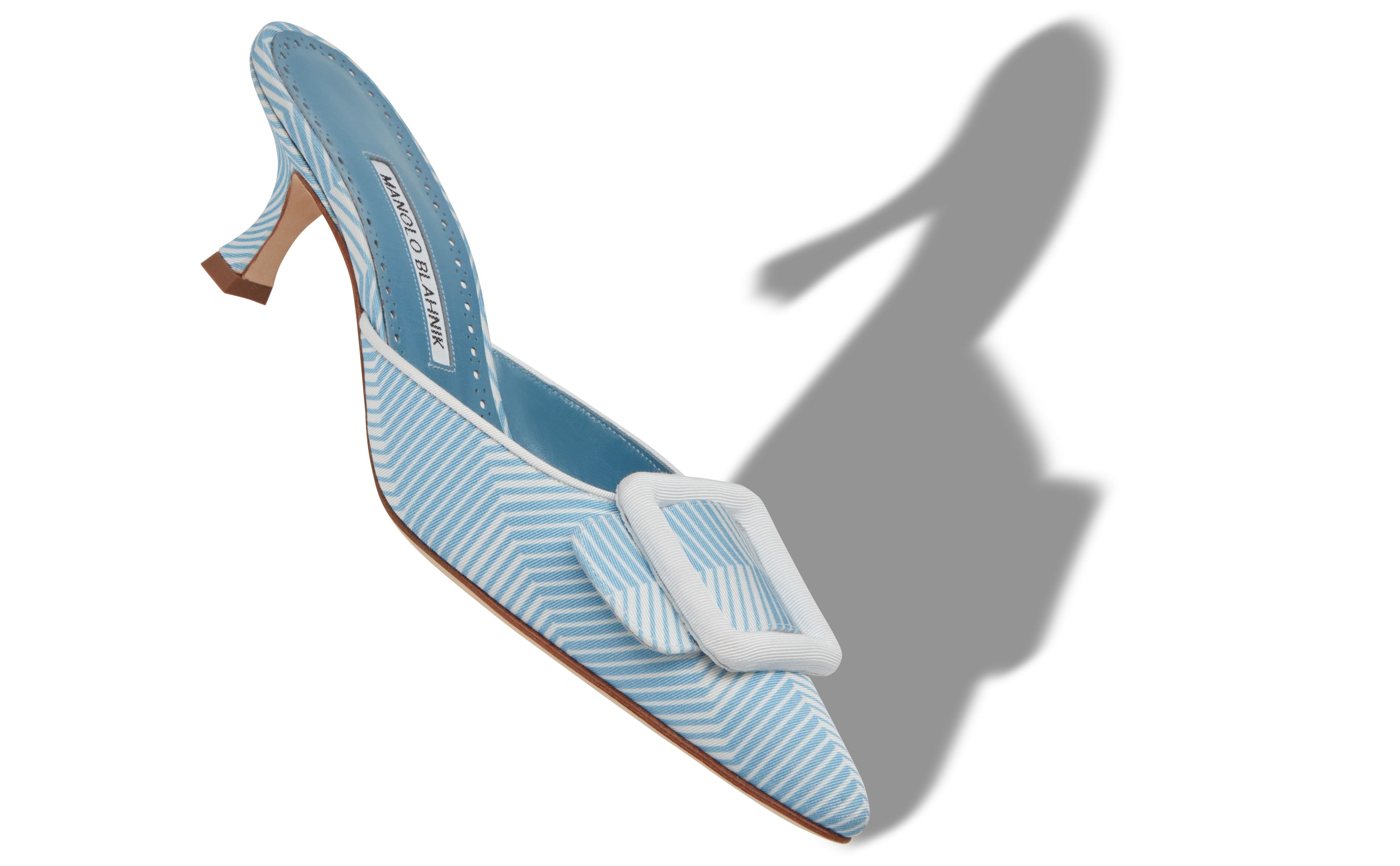 Designer Blue and White Grosgrain Mules - Image Main
