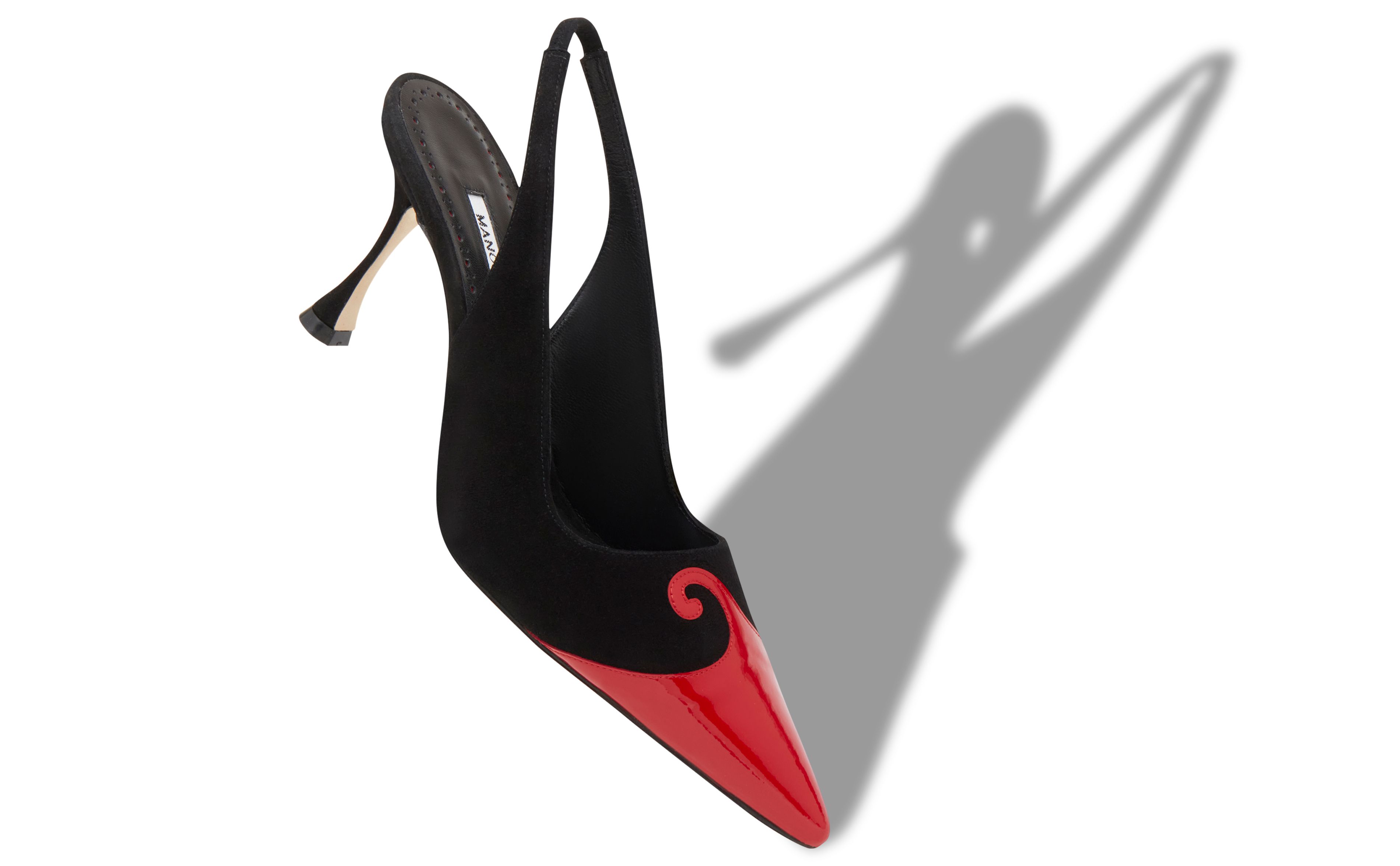 Designer Black and Red Suede Swirl Detail Pumps  - Image Main